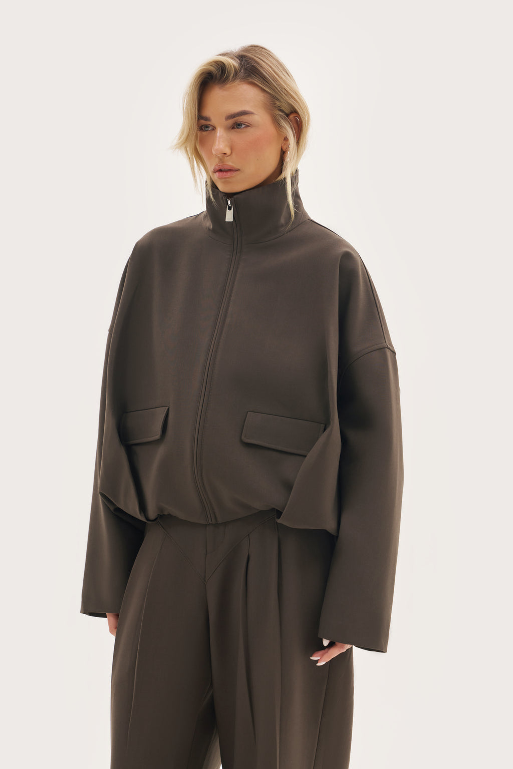 Tailored Track Jacket - Mole Brown