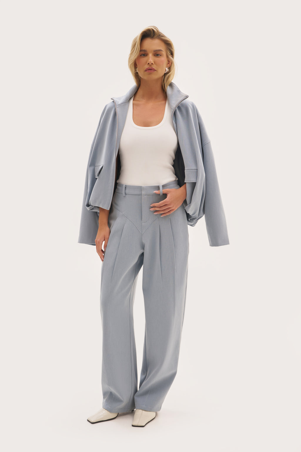 Tailored Balloon Trousers - Washed Blue