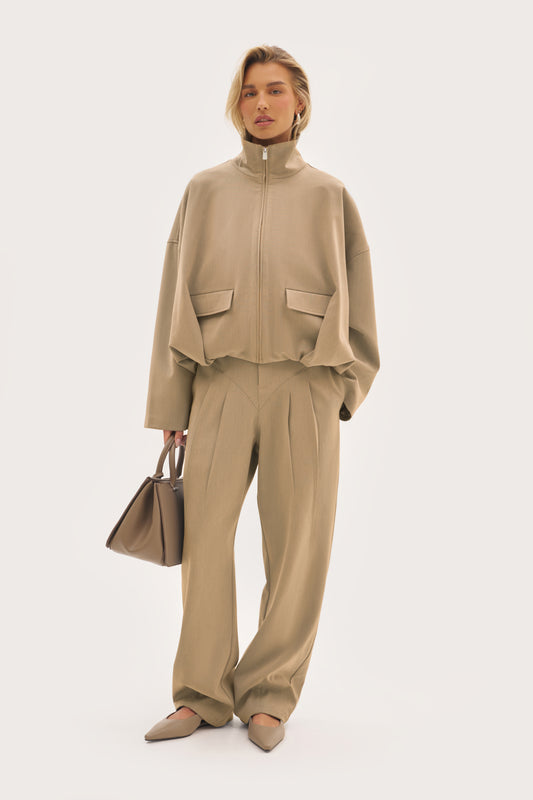 Tailored Balloon Trousers - Beige