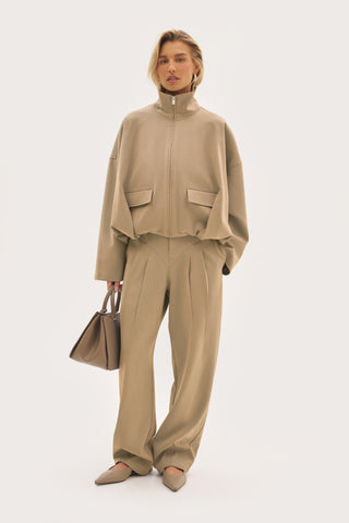 Tailored Balloon Trousers - Beige