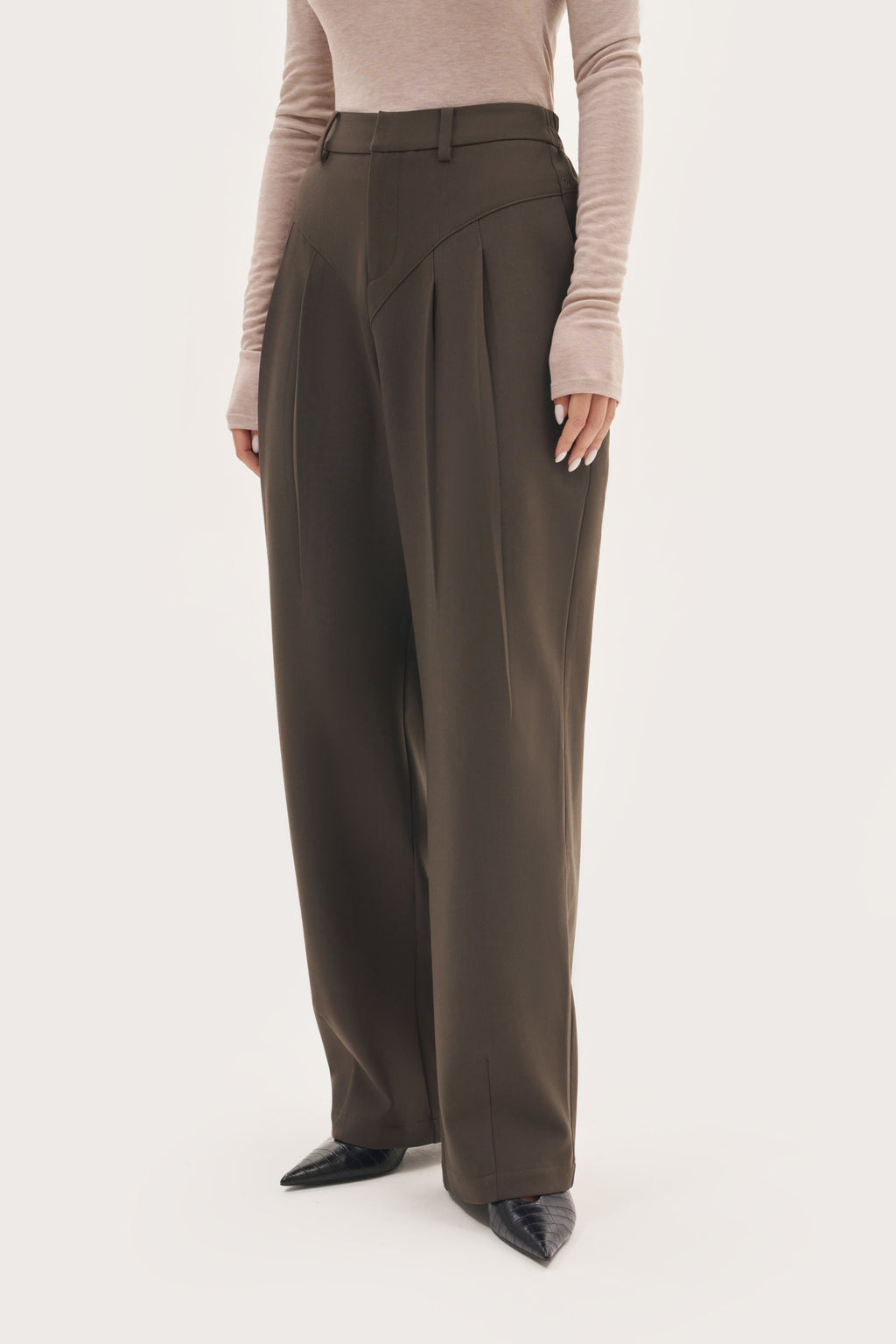 Tailored Balloon Trousers - Mole Brown
