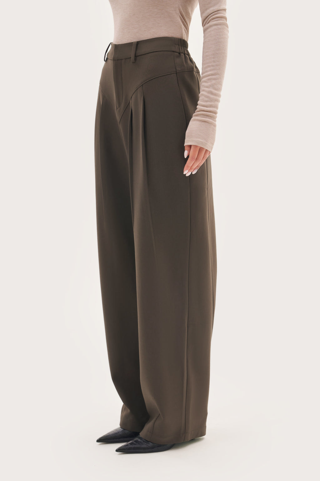 Tailored Balloon Trousers - Mole Brown