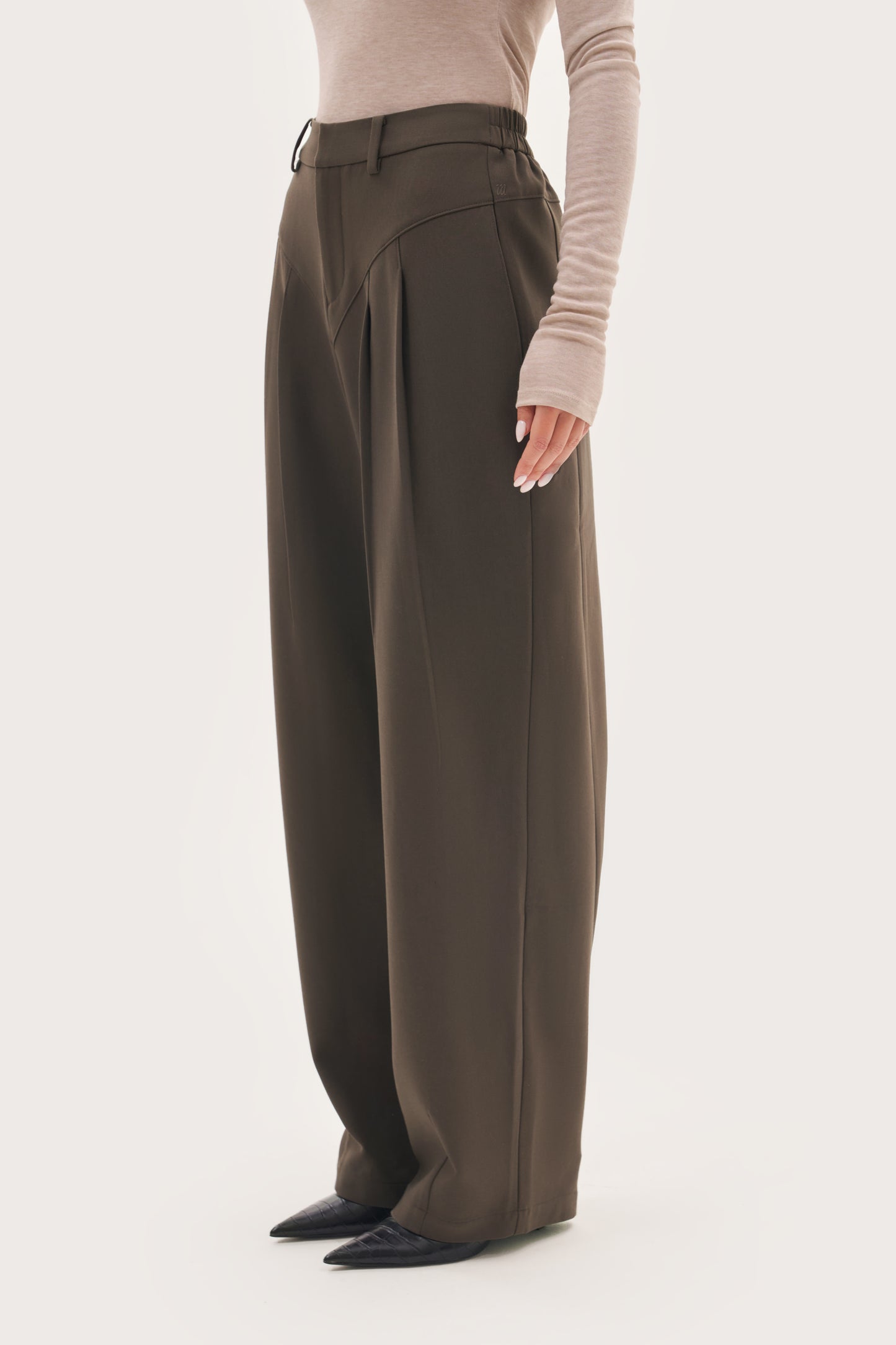 Tailored Balloon Trousers - Mole Brown