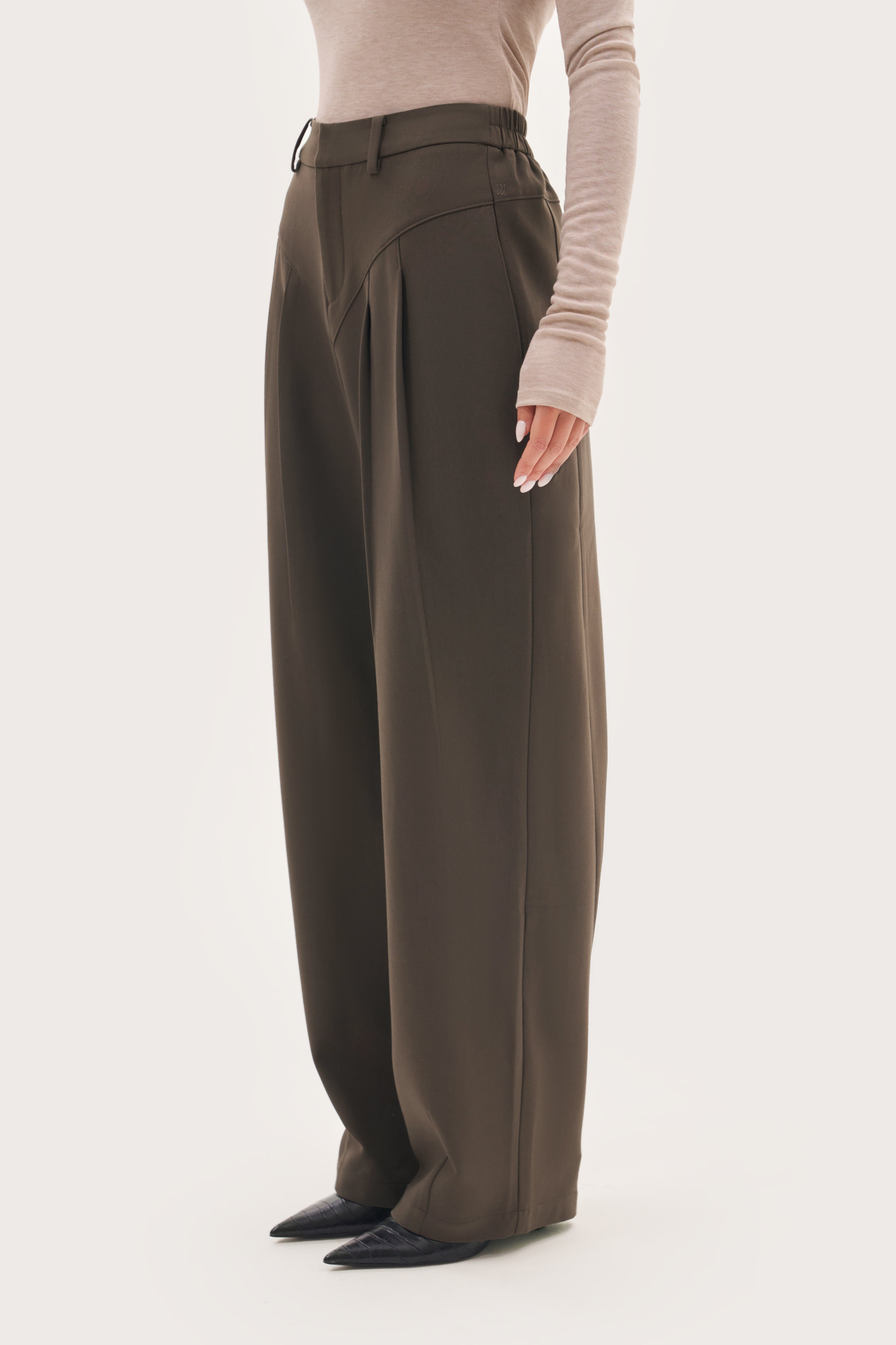Tailored Balloon Trousers - Mole Brown