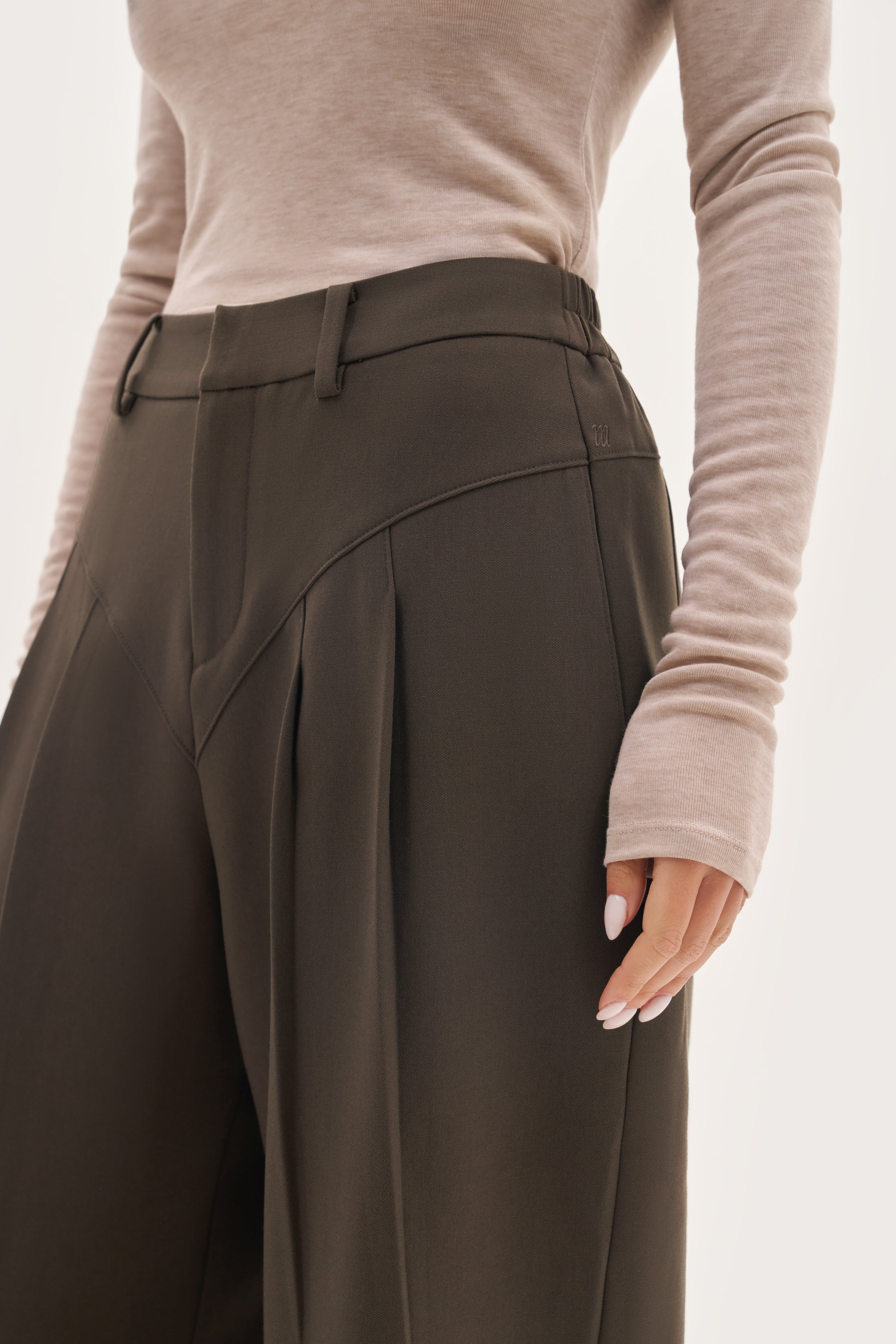 Tailored Balloon Trousers - Mole Brown