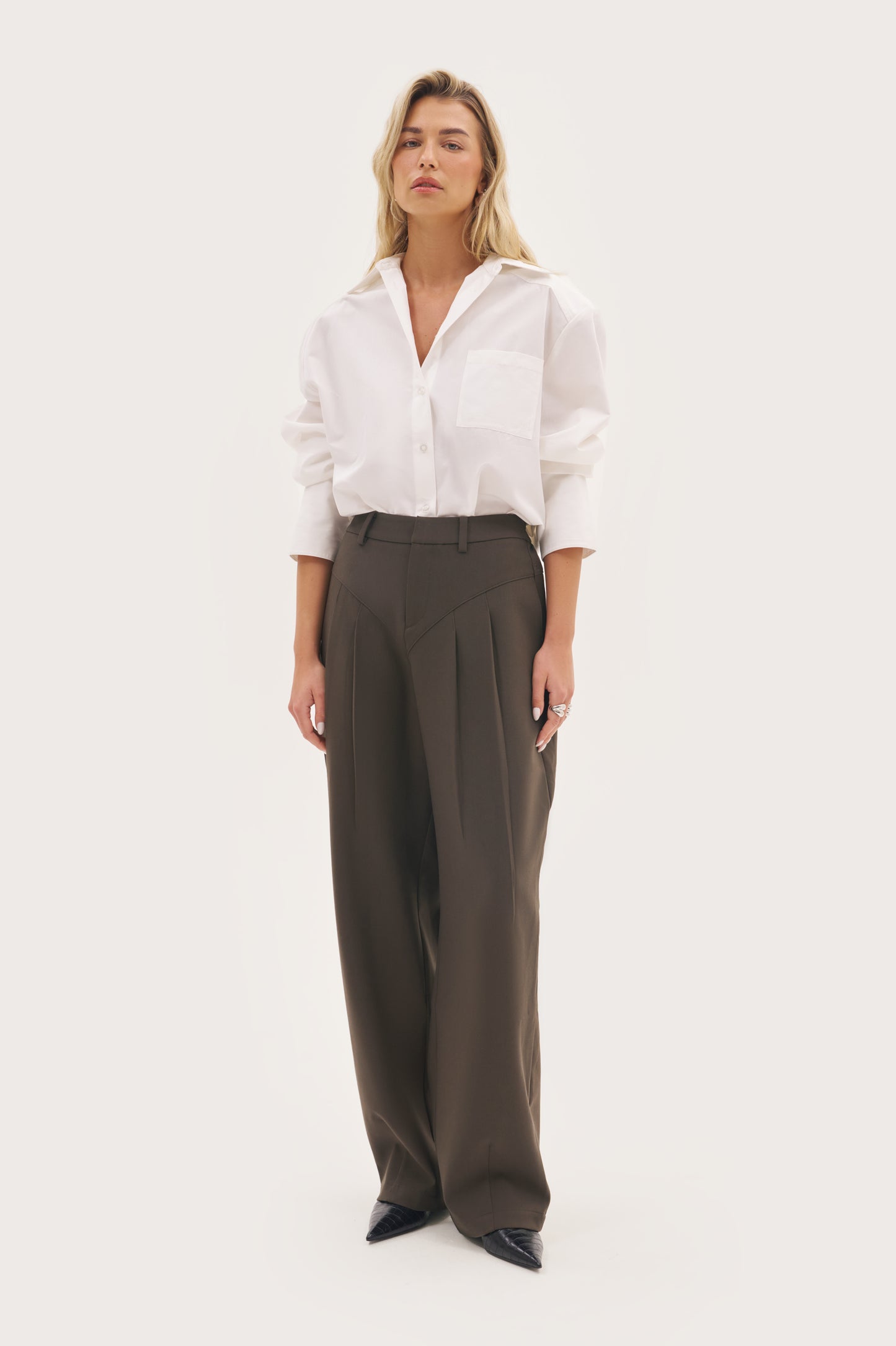 Tailored Balloon Trousers - Mole Brown