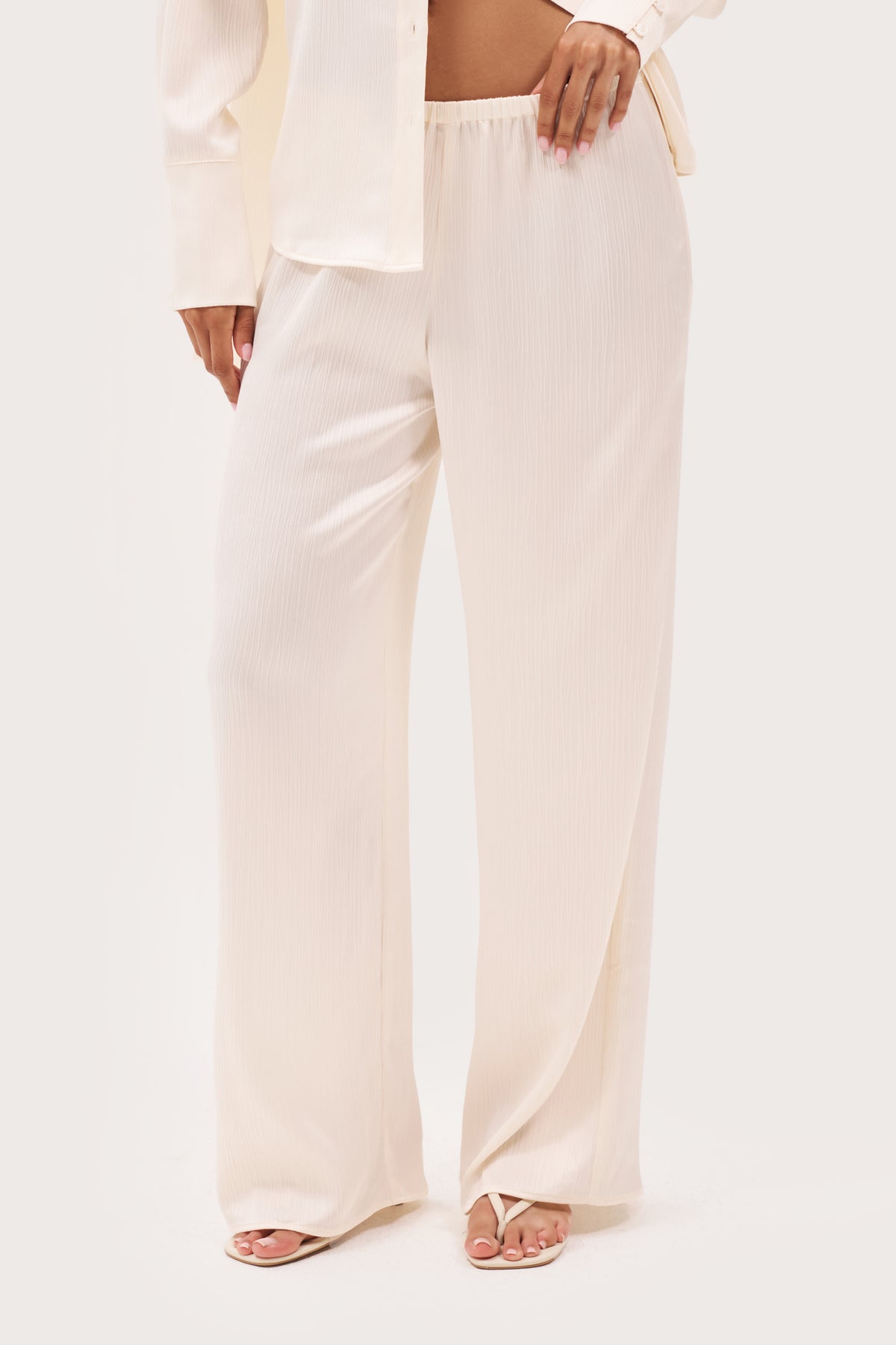 Vacation Mini Pleat Pants - Cream