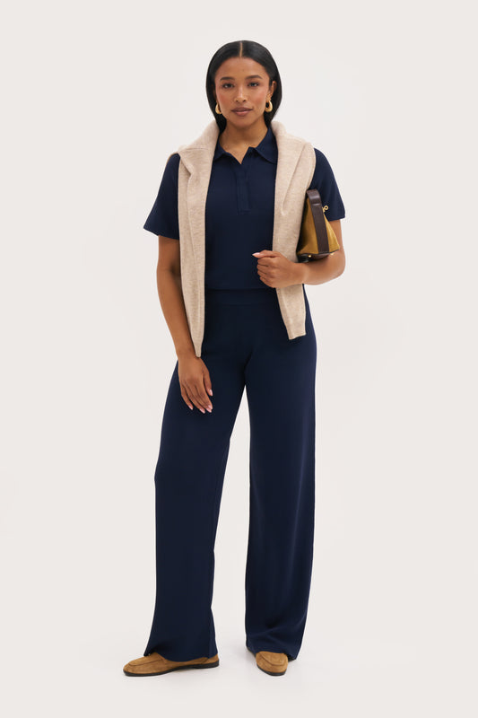Cruise Fine Knit Pants - Navy