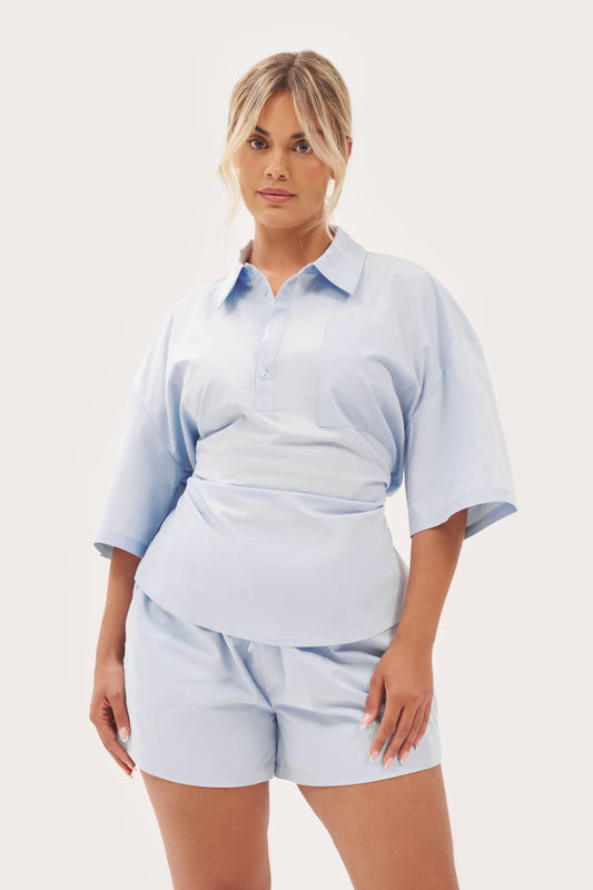 Tie-Up Overhead Shirt - Pale Blue