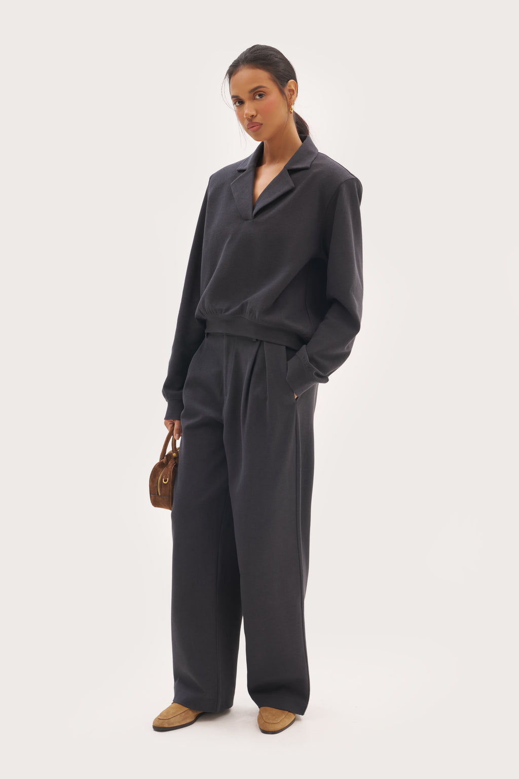 Refined Jersey Collared Sweatshirt - Navy