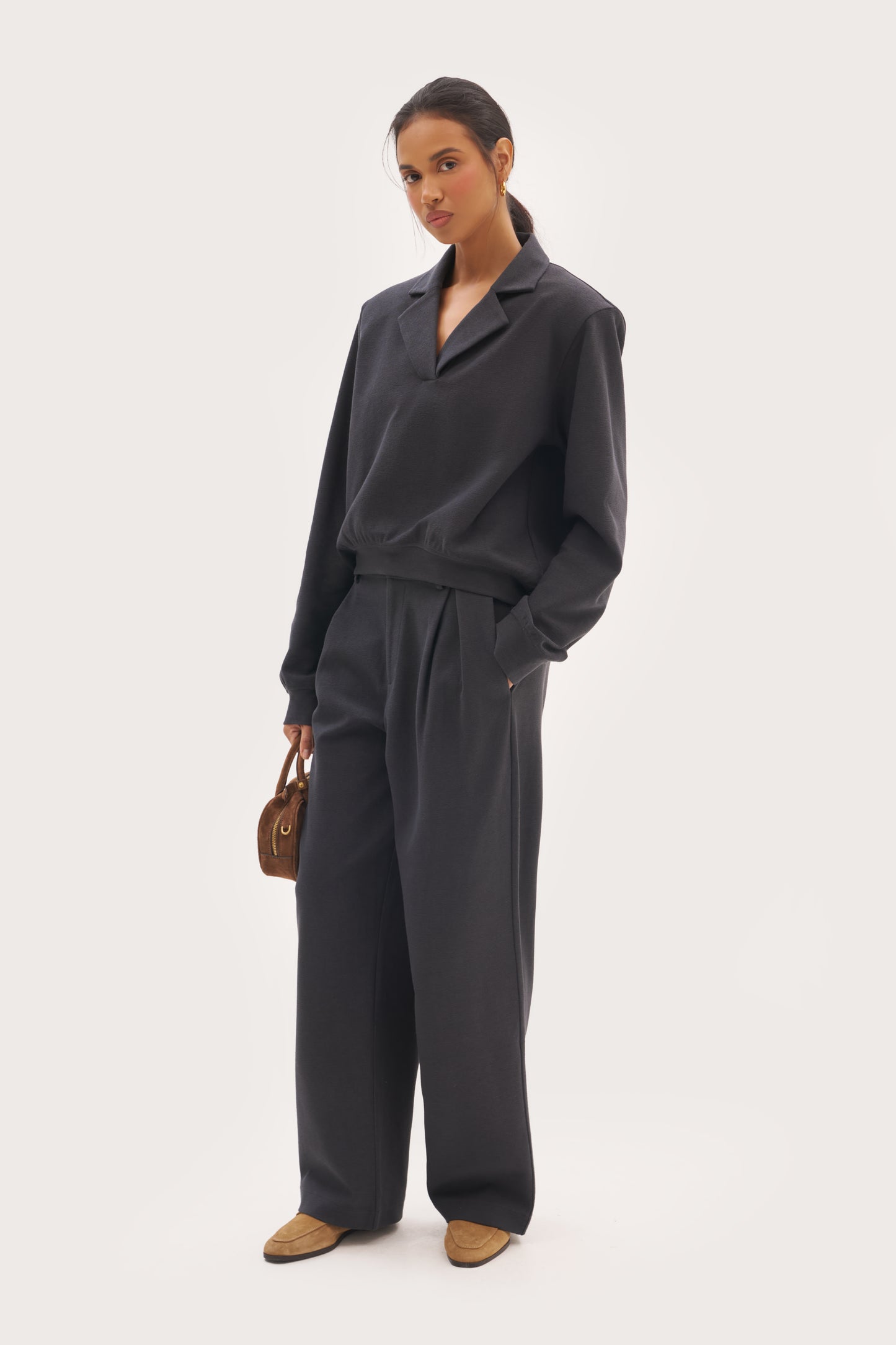 Refined Jersey Collared Sweatshirt - Navy