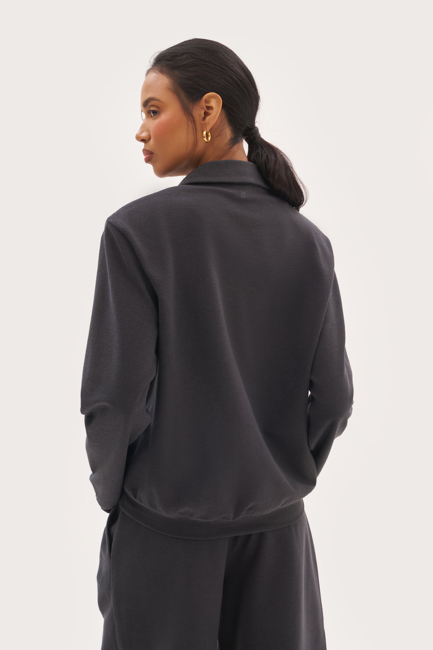 Refined Jersey Collared Sweatshirt - Navy