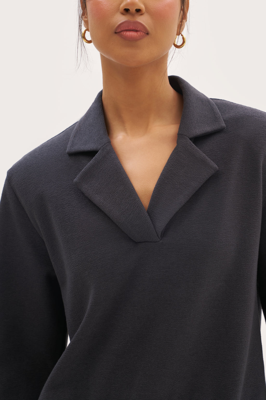 Refined Jersey Collared Sweatshirt - Navy