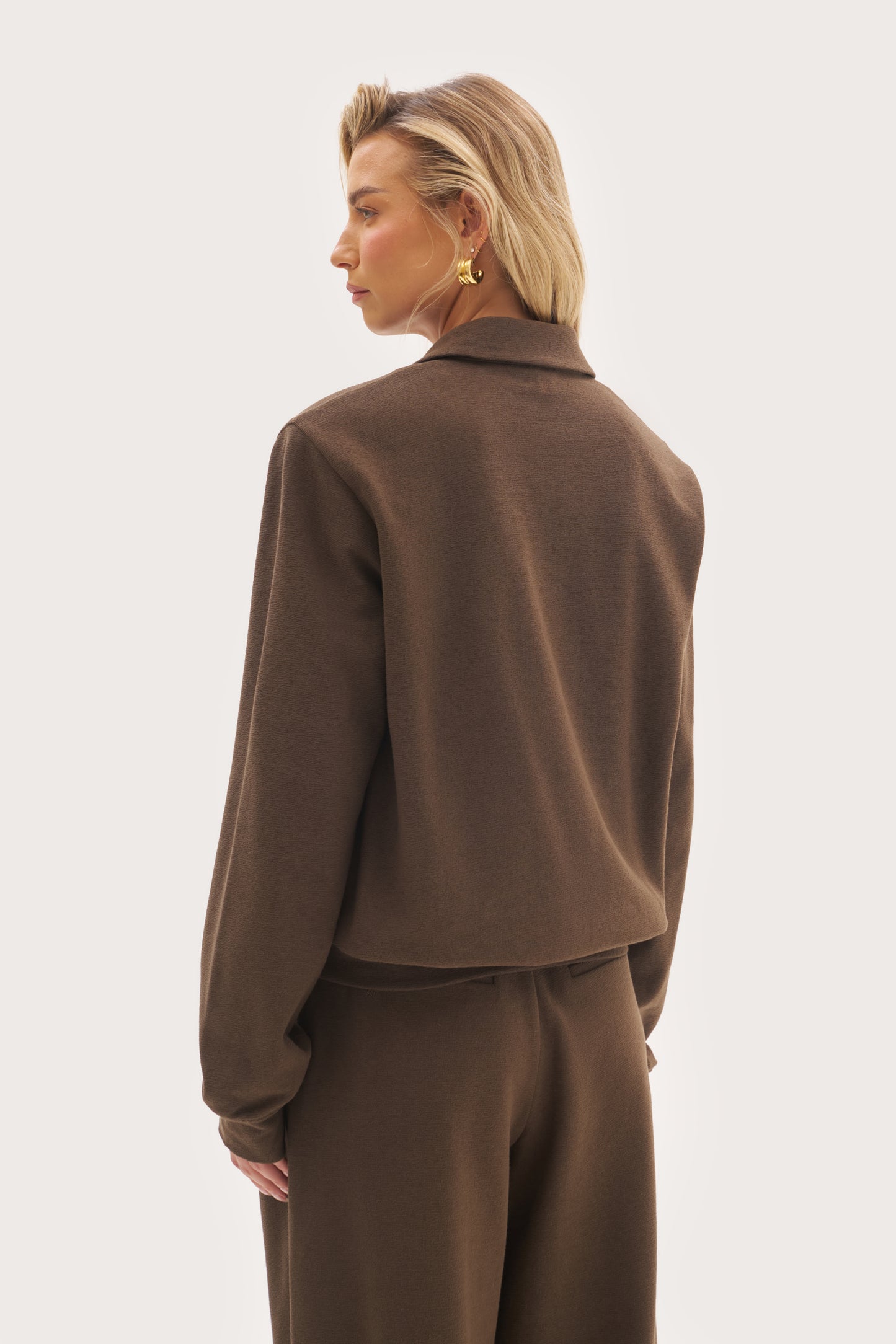 Refined Jersey Collared Sweatshirt - Brown