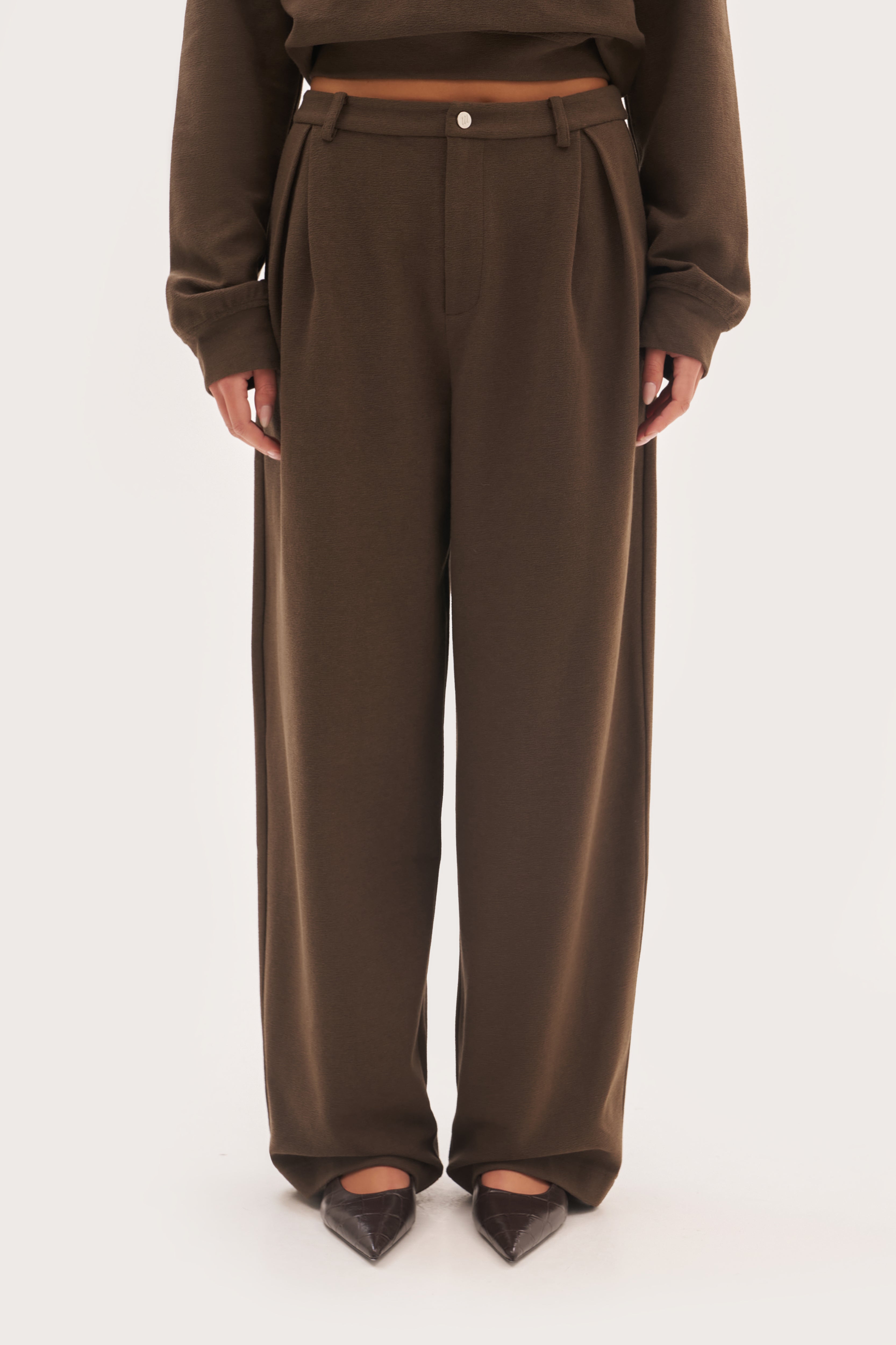 Refined Jersey Trousers - Brown