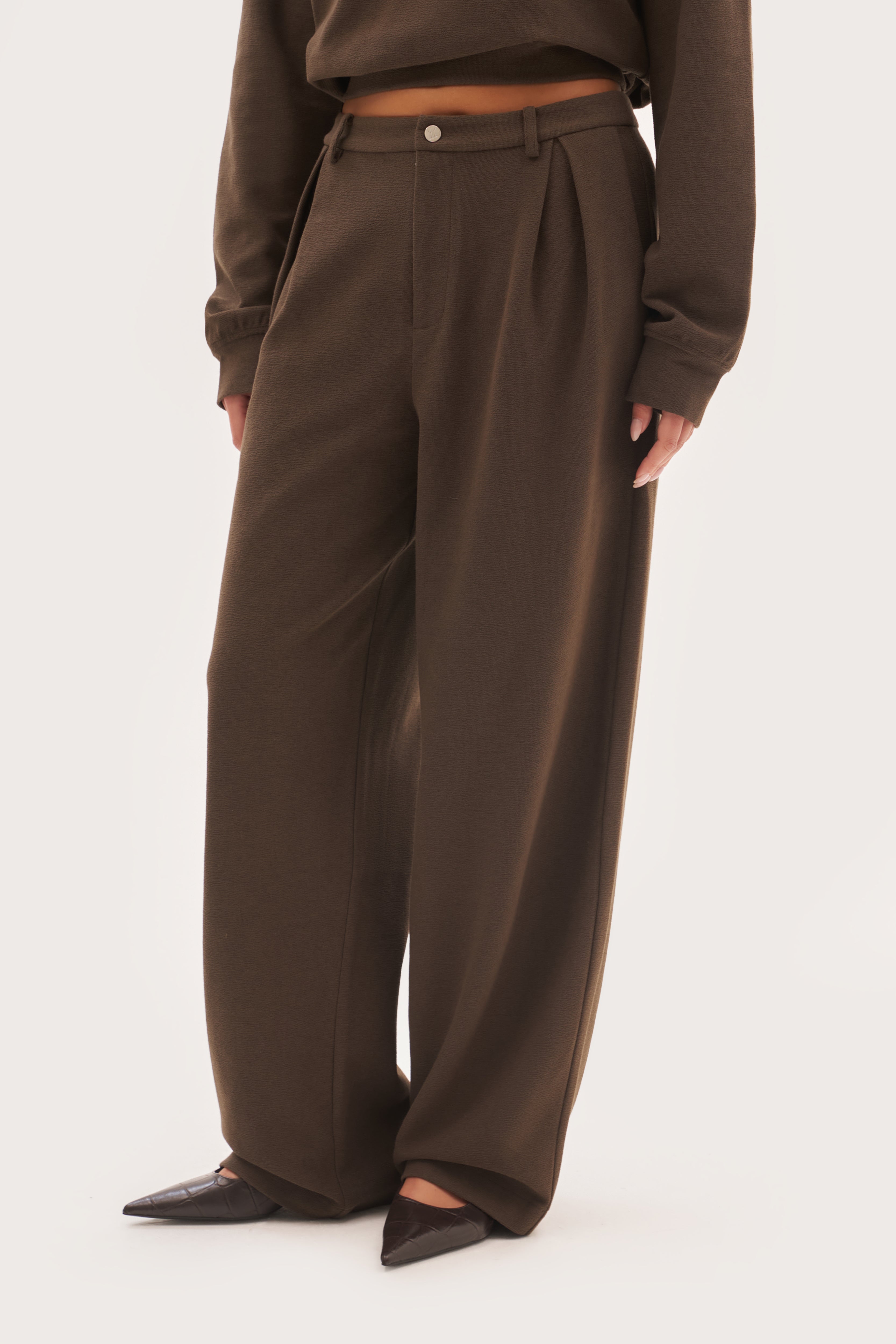 Refined Jersey Trousers - Brown