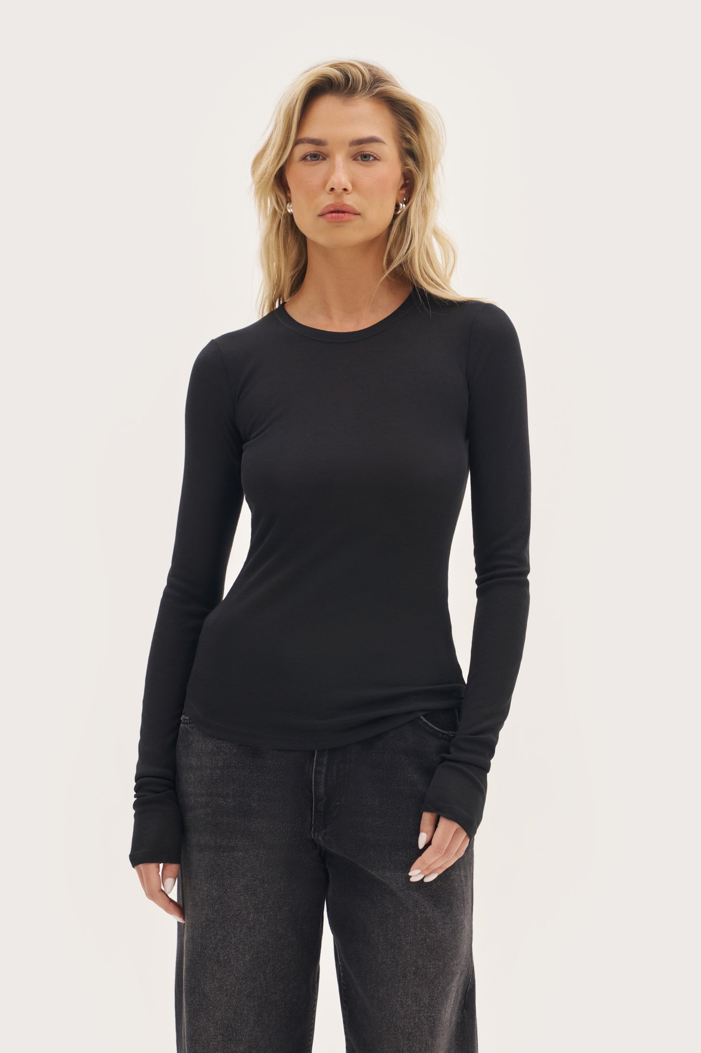 Stacked Long Sleeve Top - Black
