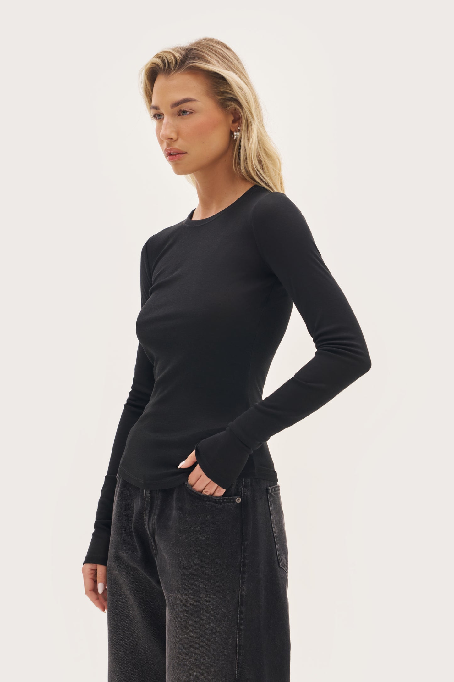 Stacked Long Sleeve Top - Black