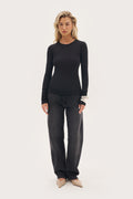 Stacked Long Sleeve Top - Black