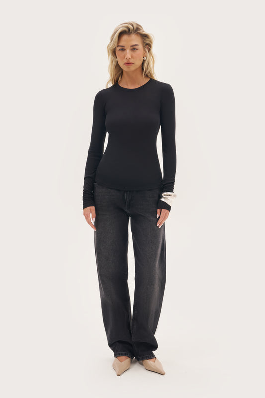 Stacked Long Sleeve Top - Black