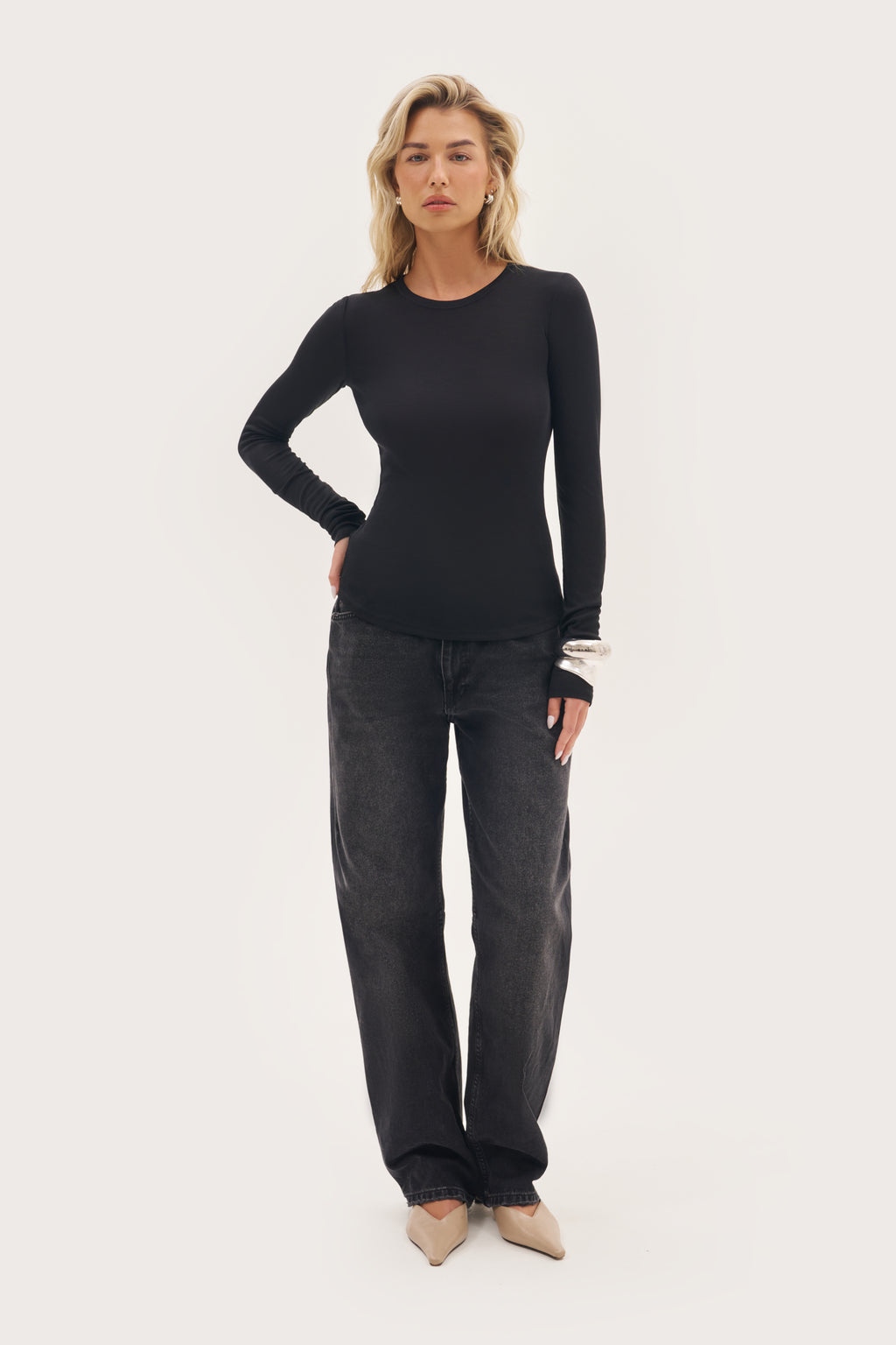 Stacked Long Sleeve Top - Black