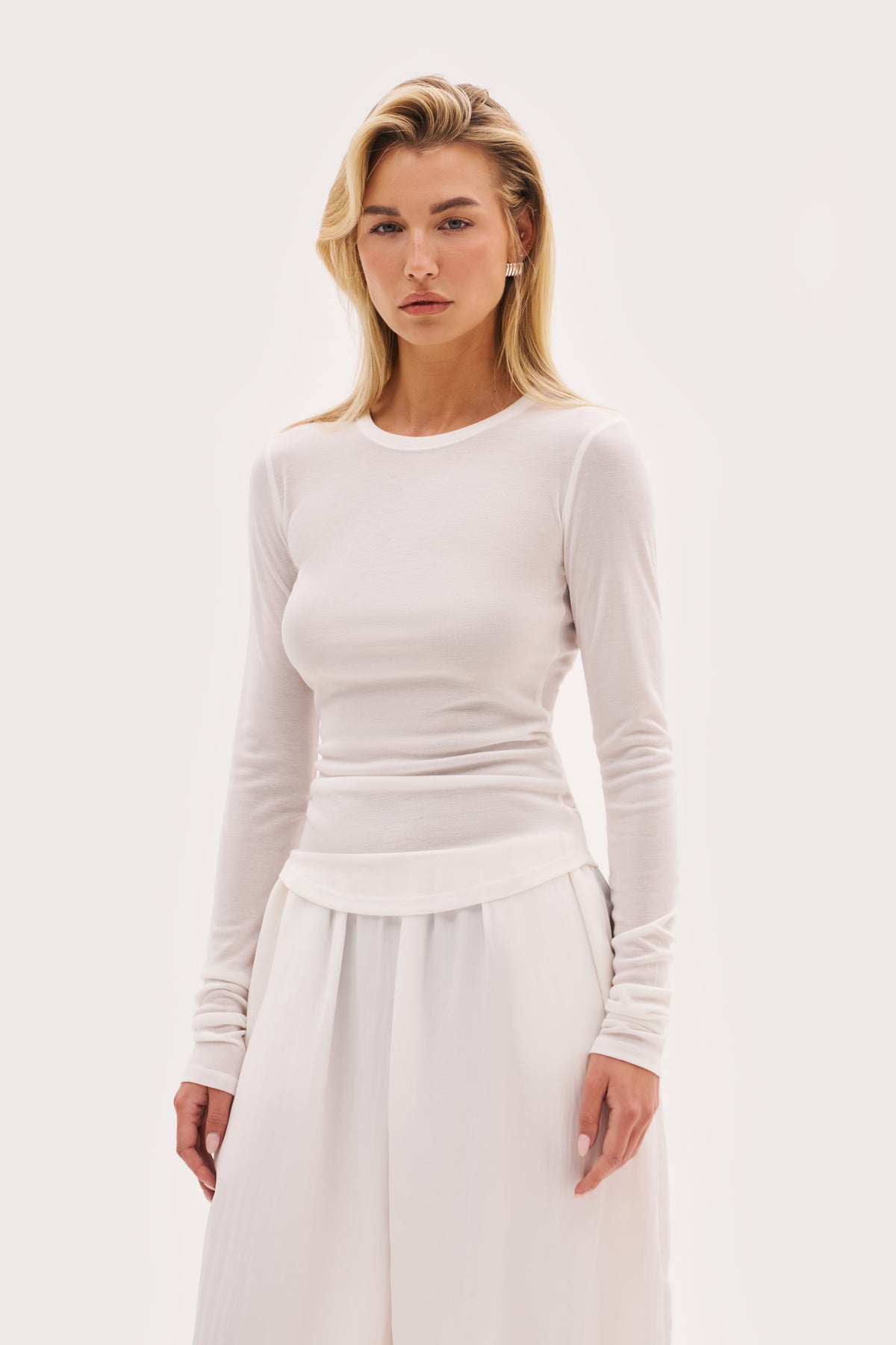 Stacked Long Sleeve Top - White