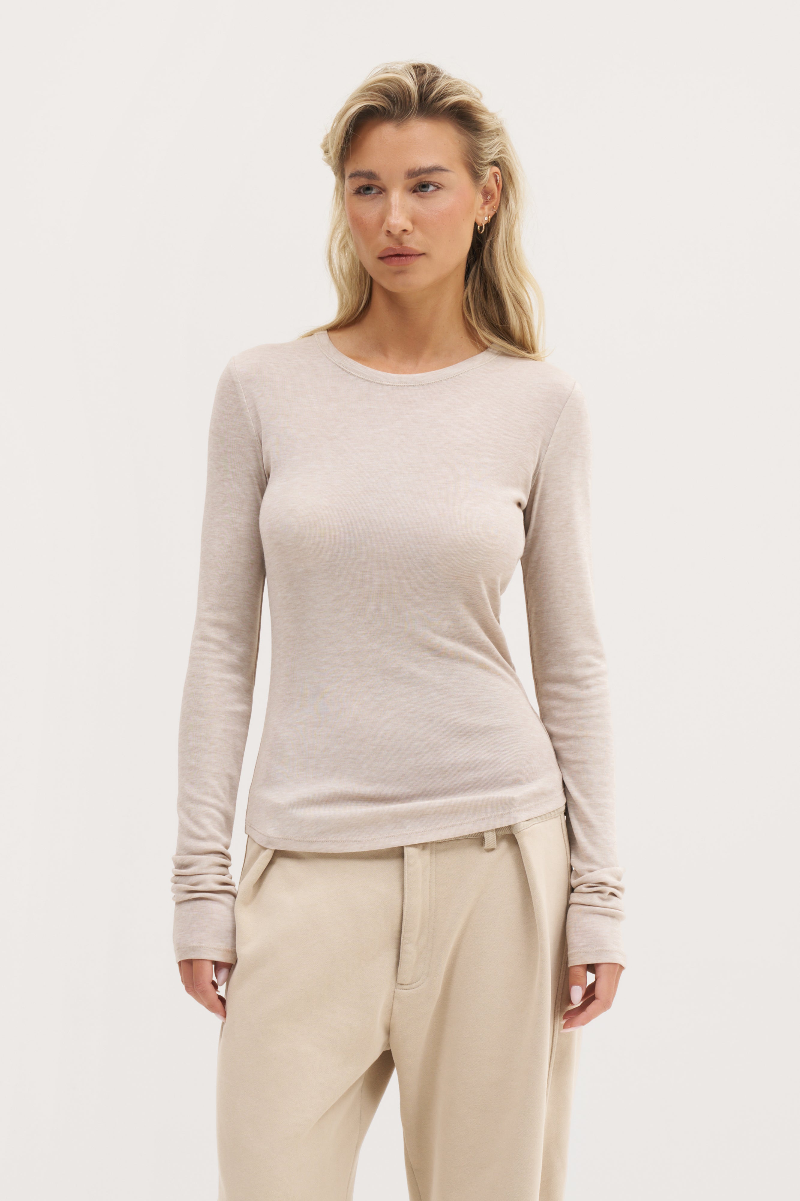 Stacked Long Sleeve Top - Taupe