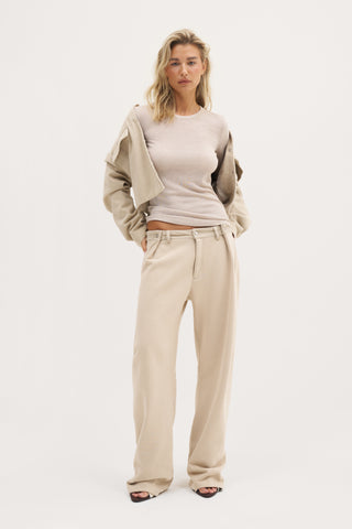 Stacked Long Sleeve Top - Taupe