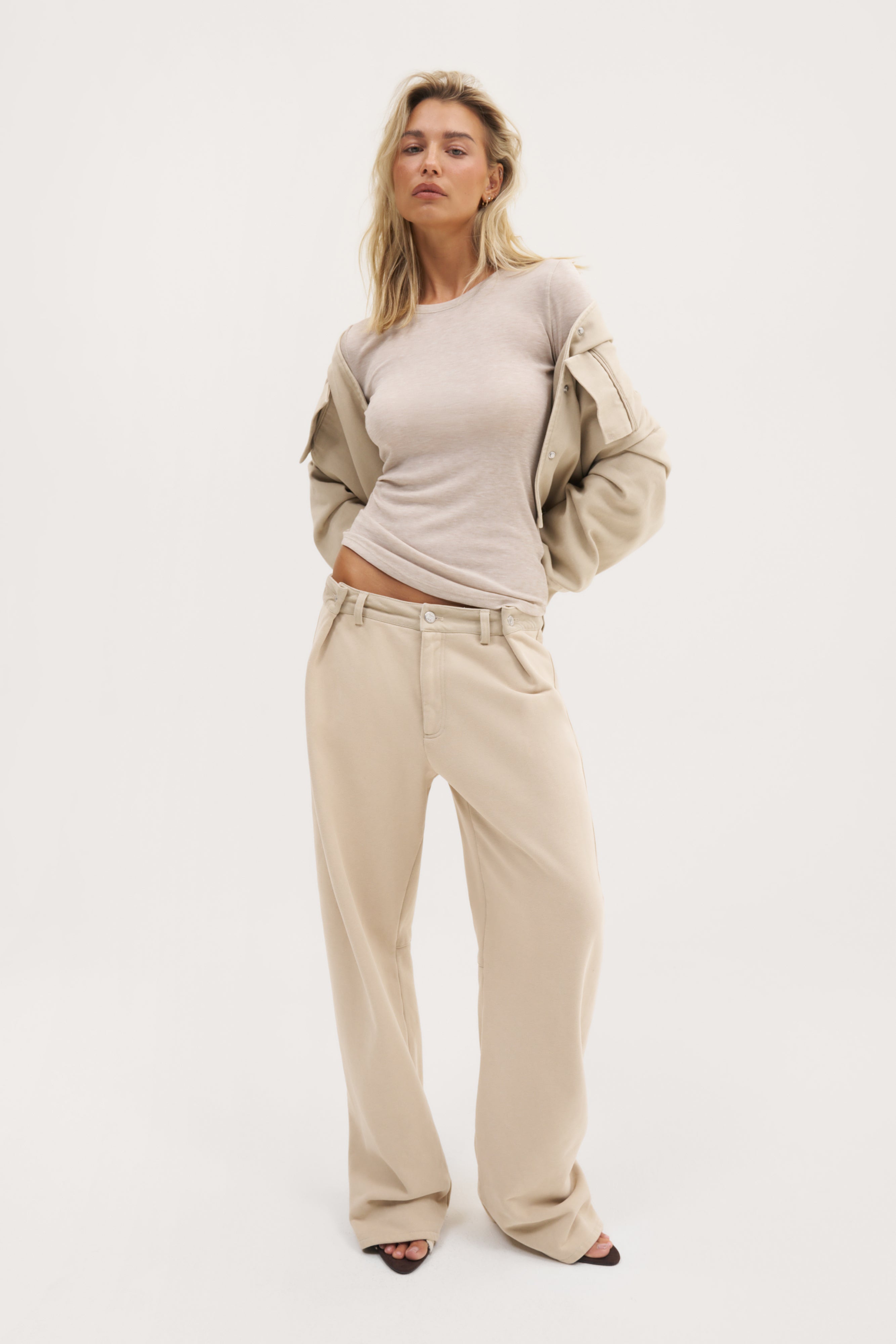 Stacked Long Sleeve Top - Taupe