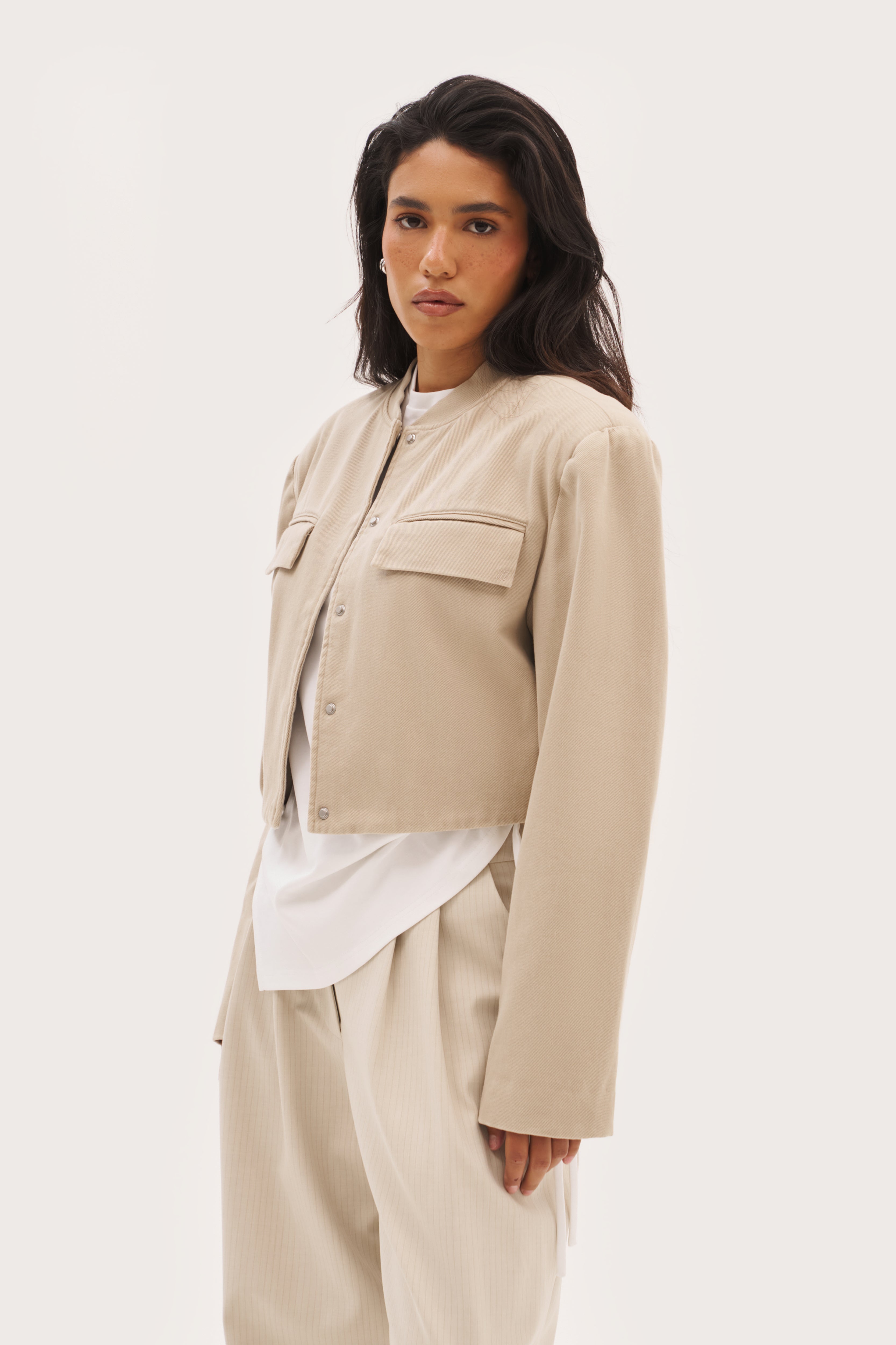Double Up Washed Jacket - Beige