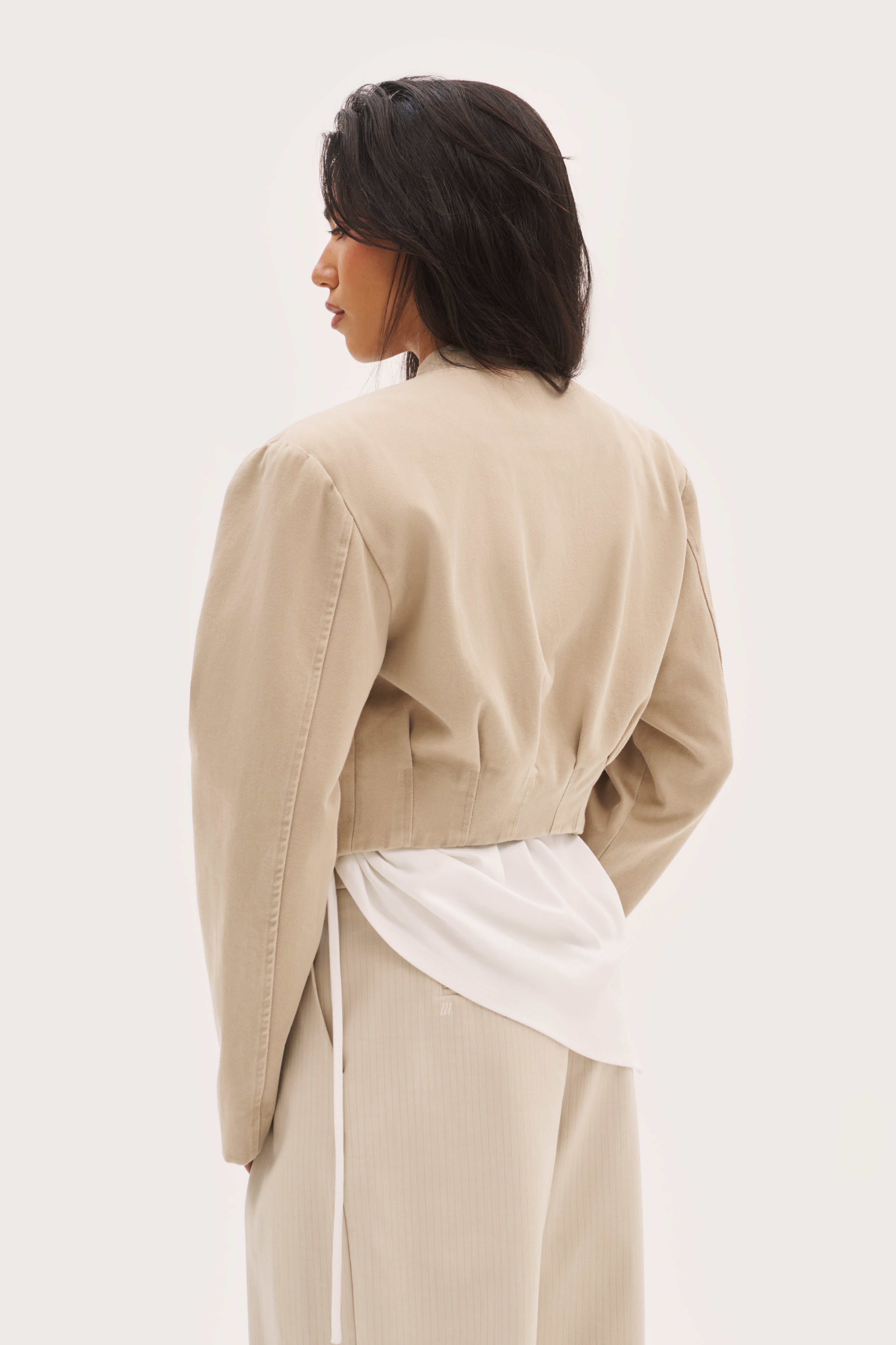 Double Up Washed Jacket - Beige