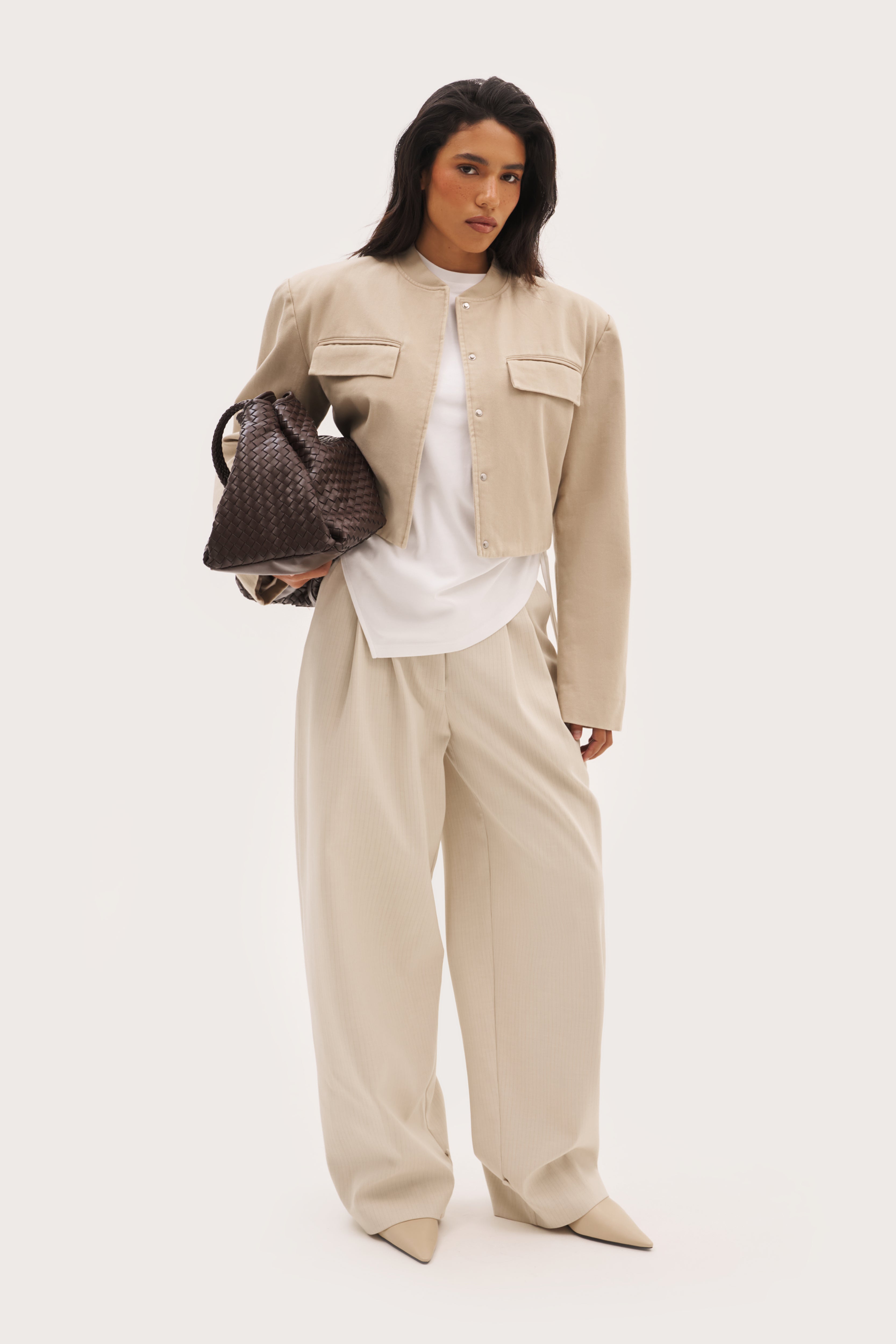 Double Up Washed Jacket - Beige
