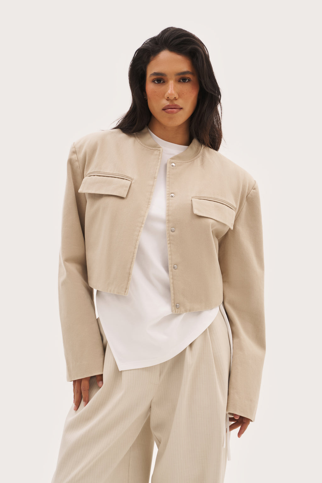 Double Up Washed Jacket - Beige