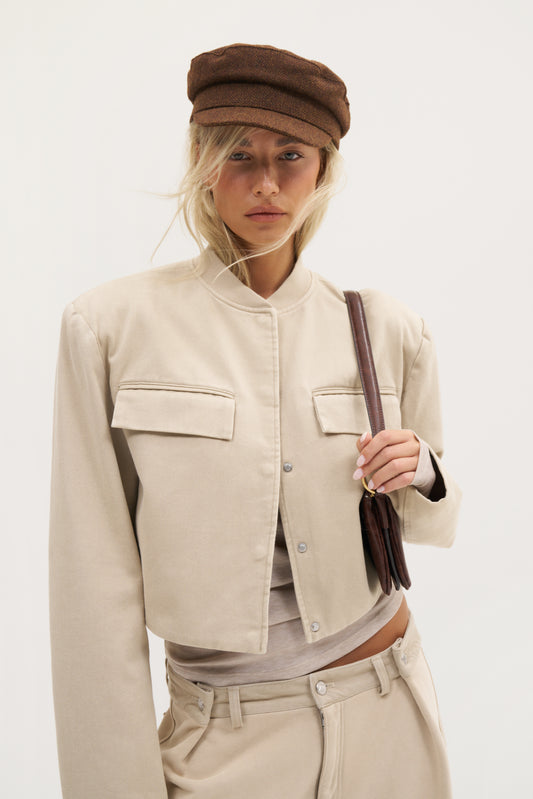 Double Up Washed Jacket - Beige