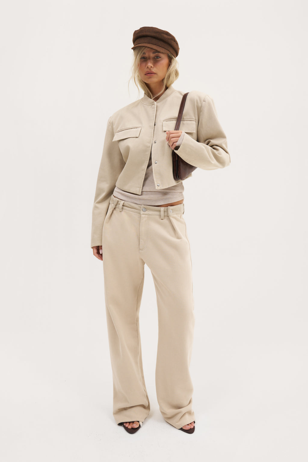 Double Up Washed Trousers - Beige