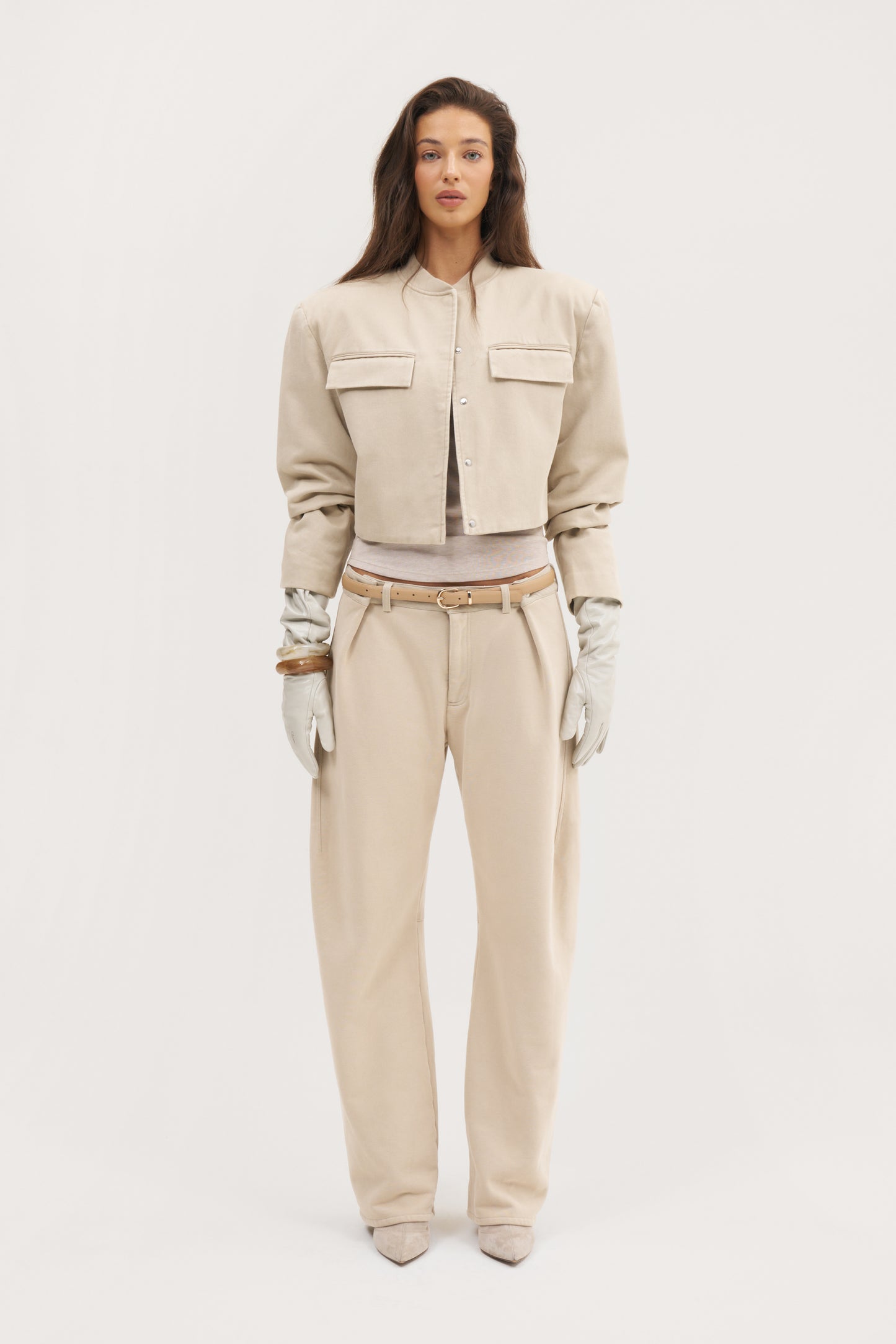 Double Up Washed Trousers - Beige