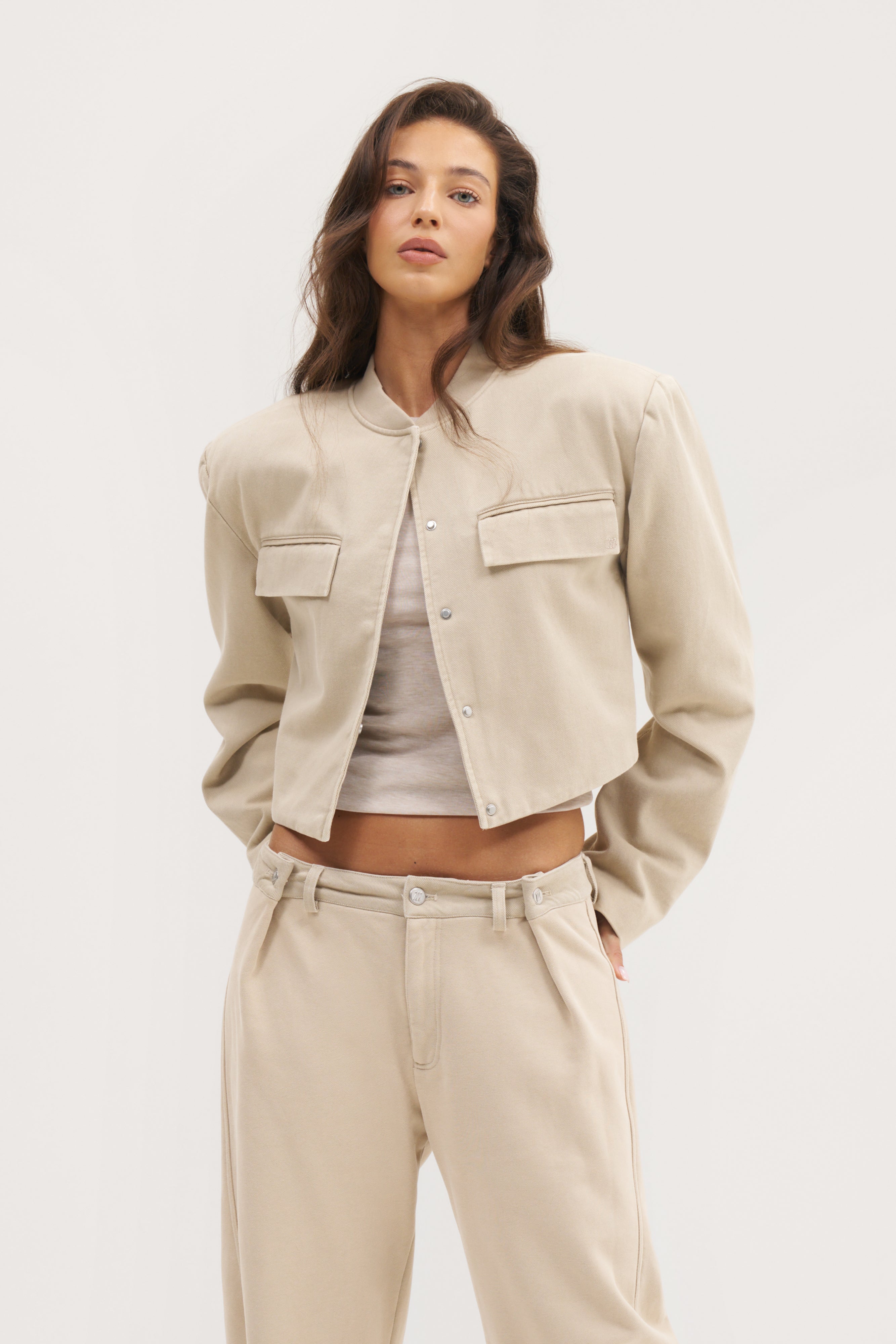 Double Up Washed Jacket - Beige