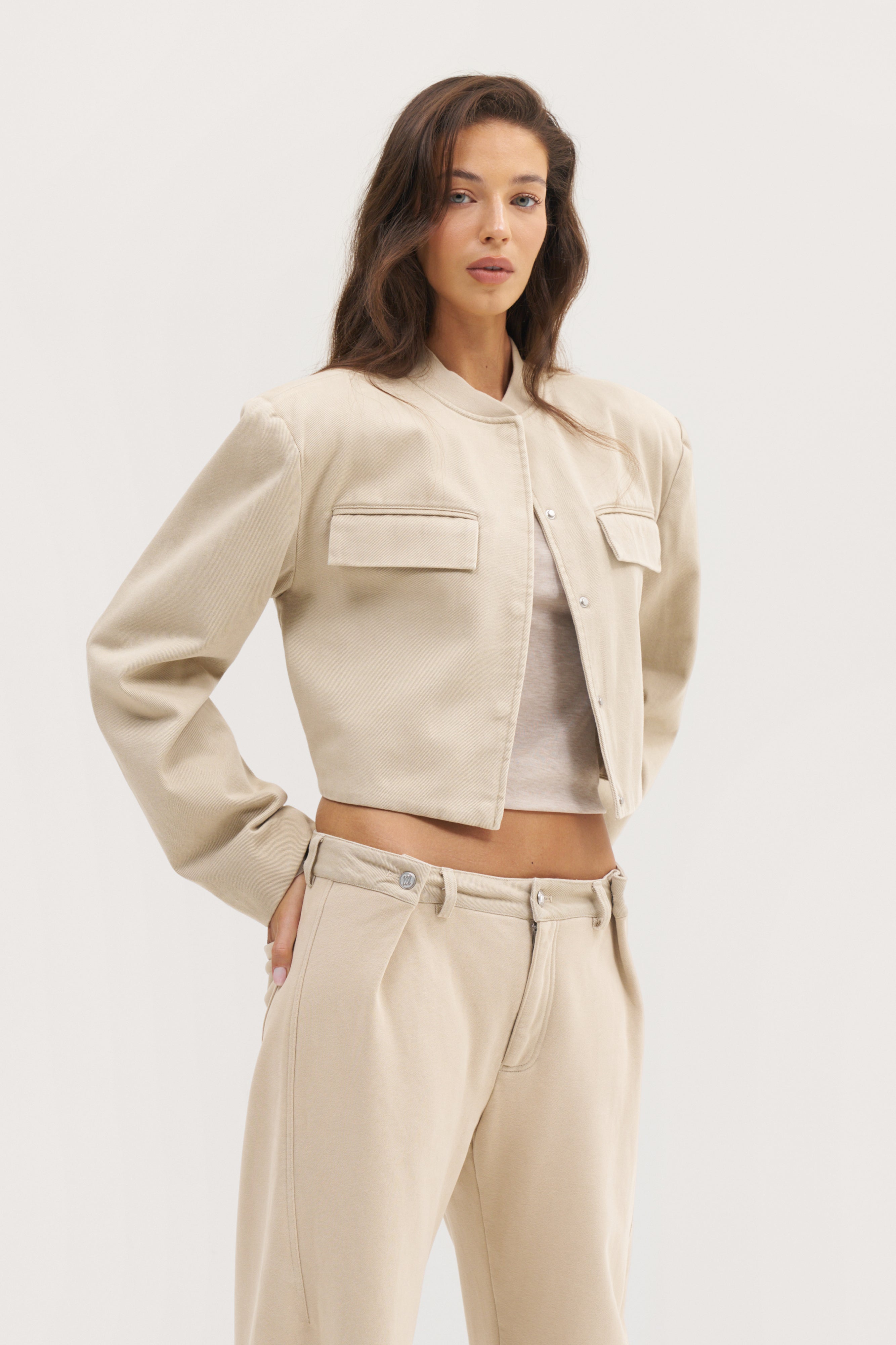 Double Up Washed Jacket - Beige