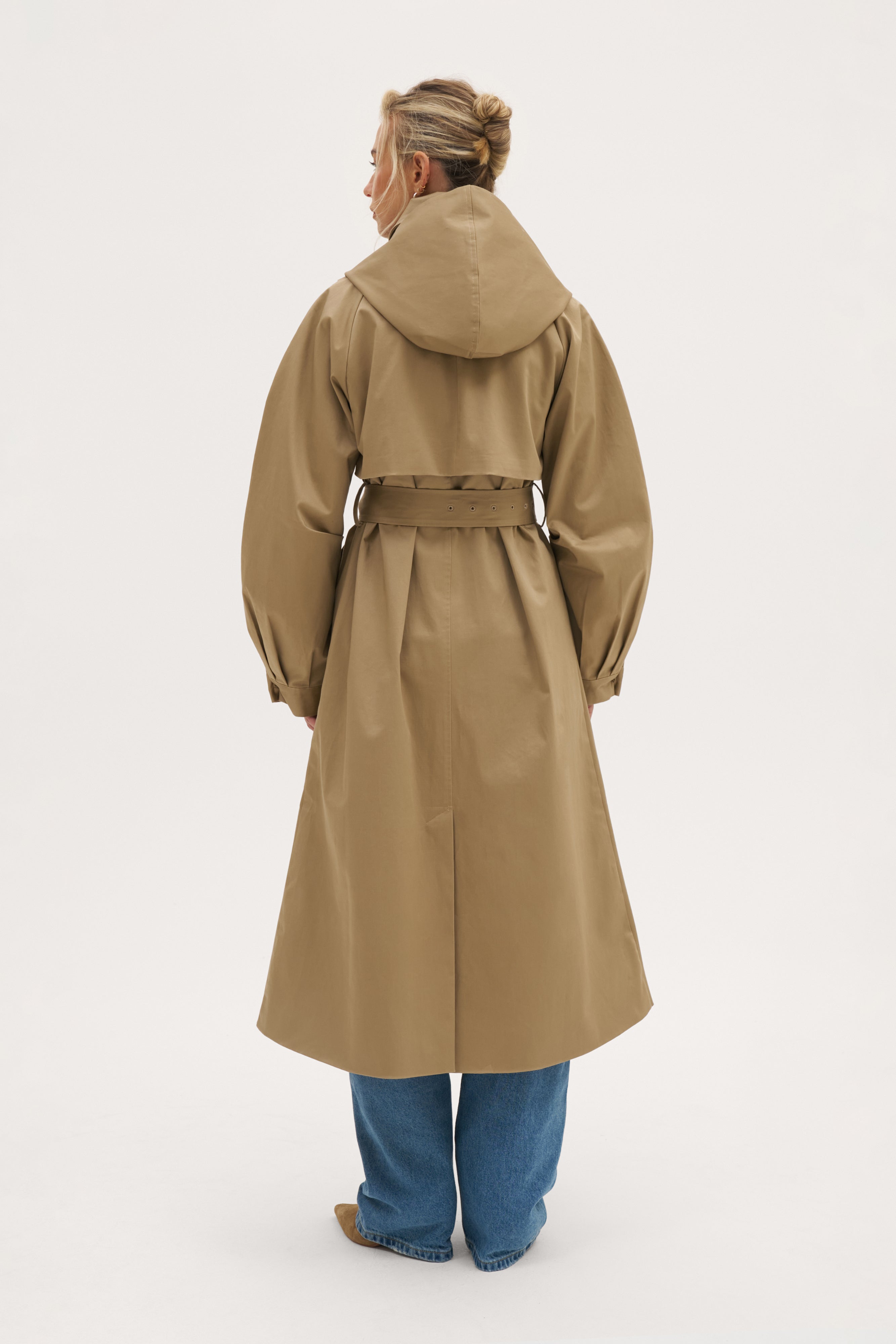 Sloane Hooded Trench Coat - Beige