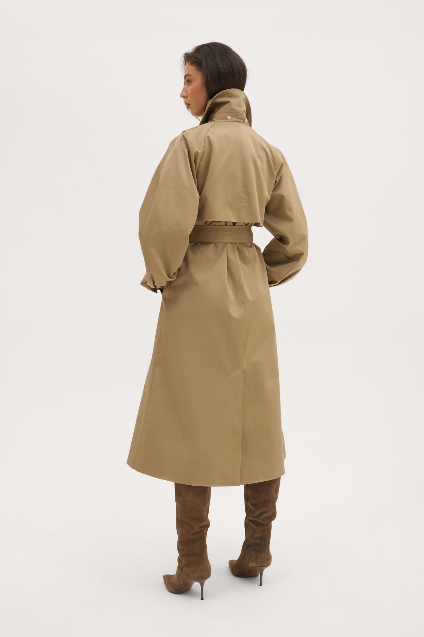 Sloane Hooded Trench Coat - Beige