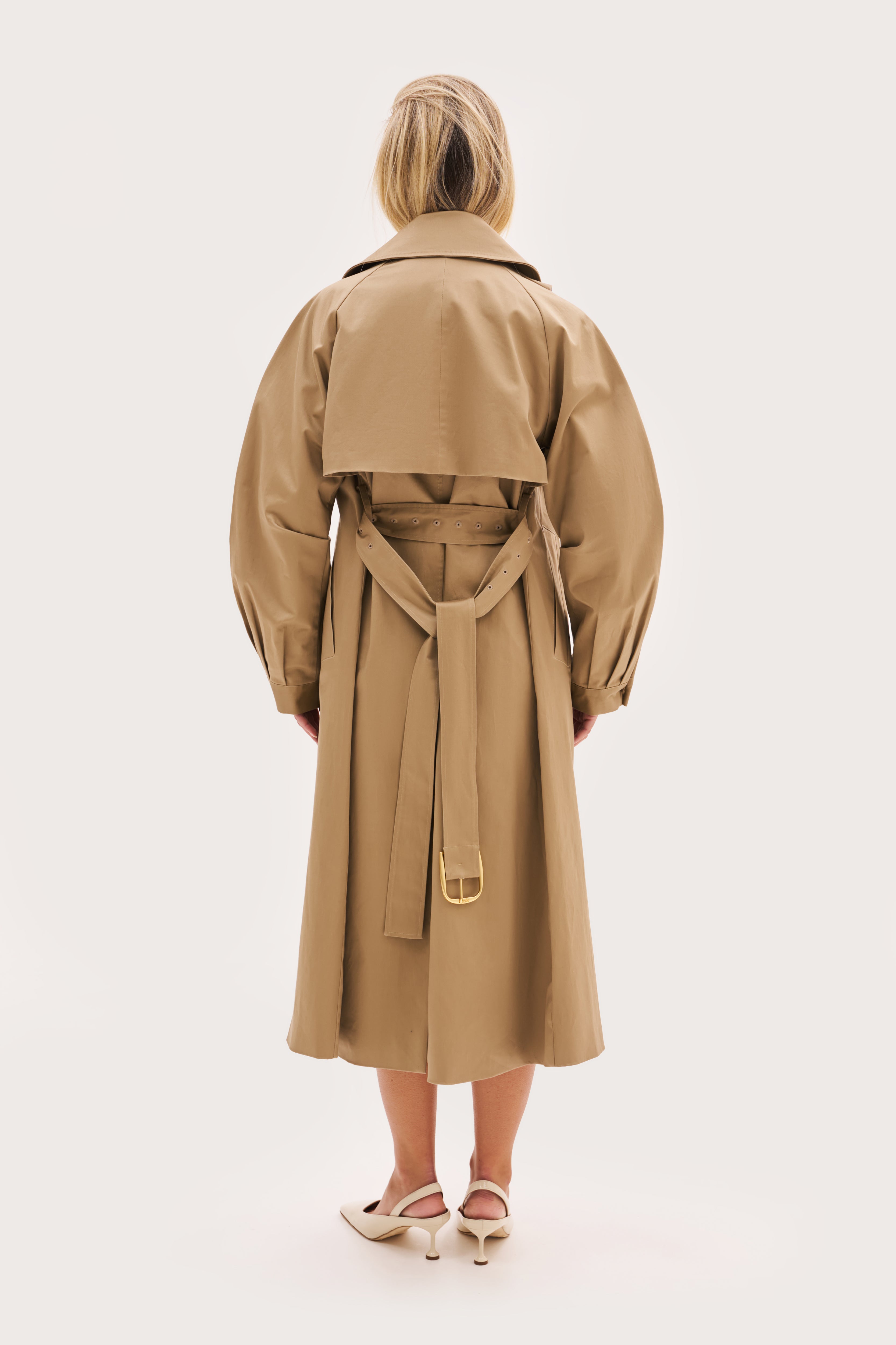 Sloane Hooded Trench Coat - Beige