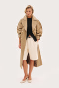 Sloane Hooded Trench Coat - Beige