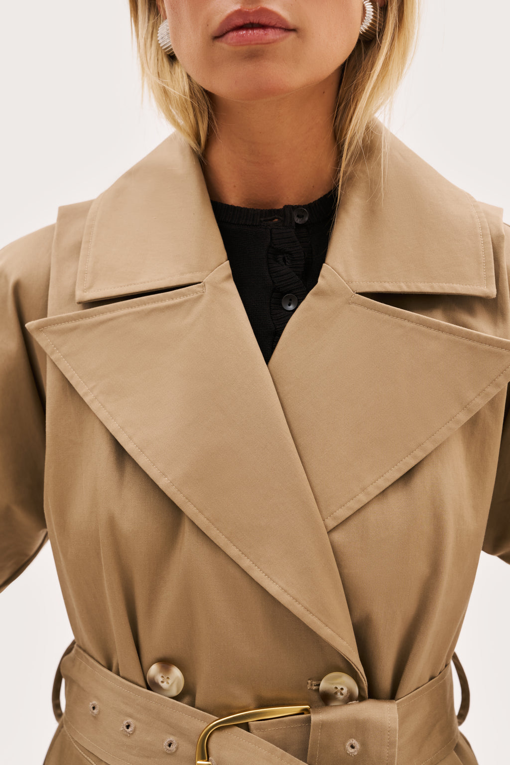 Sloane Hooded Trench Coat - Beige