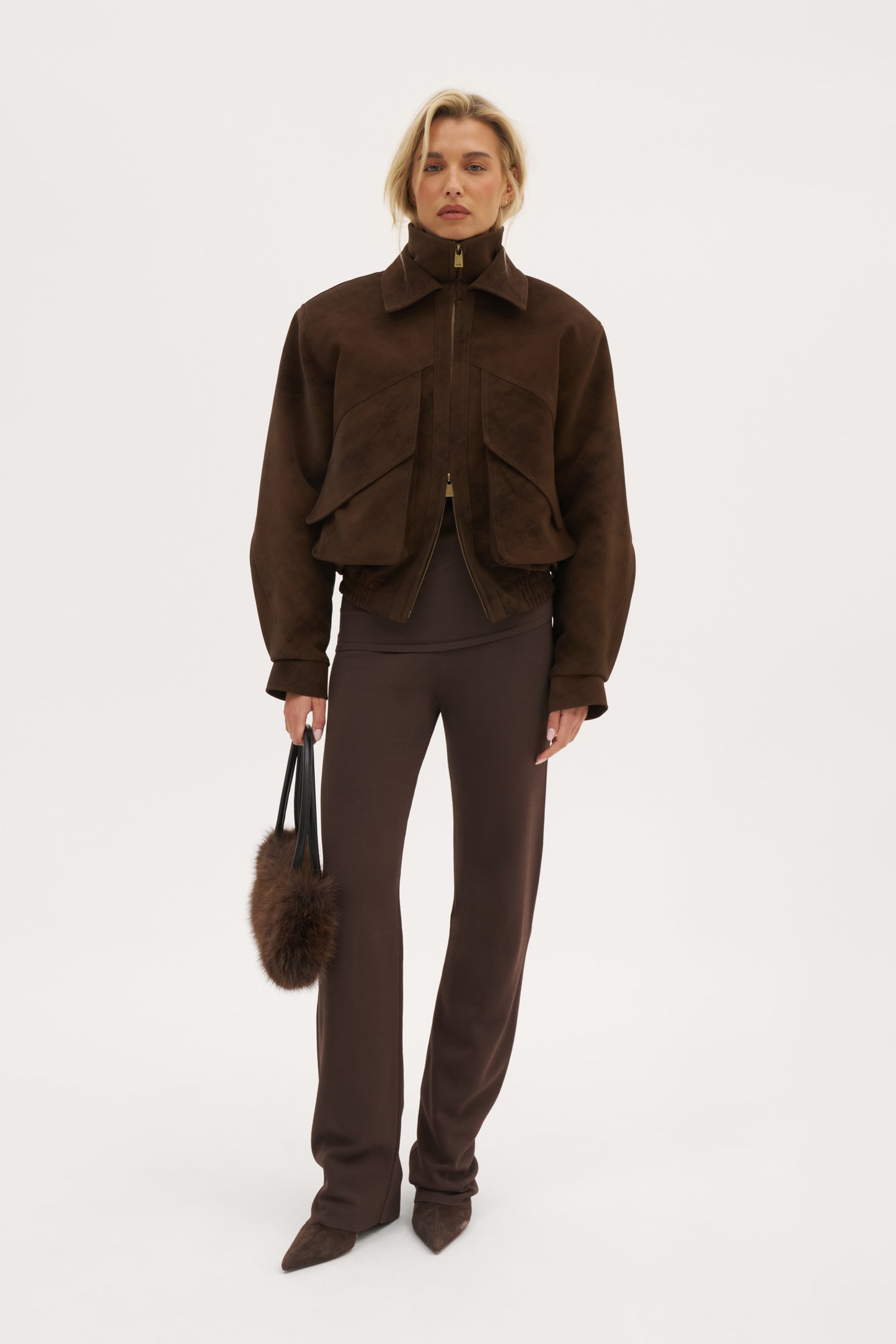 Sable Double Collar Jacket - Distressed Brown