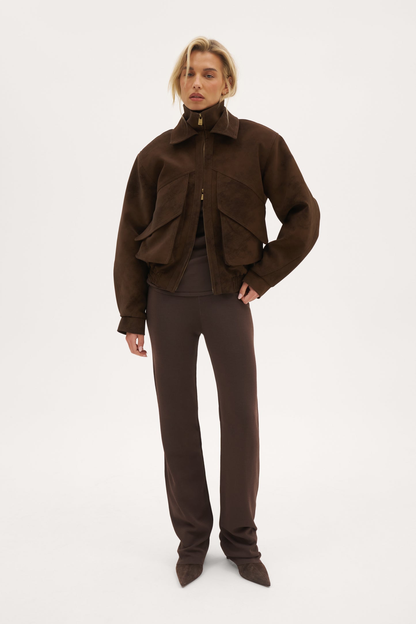 Sable Double Collar Jacket - Distressed Brown