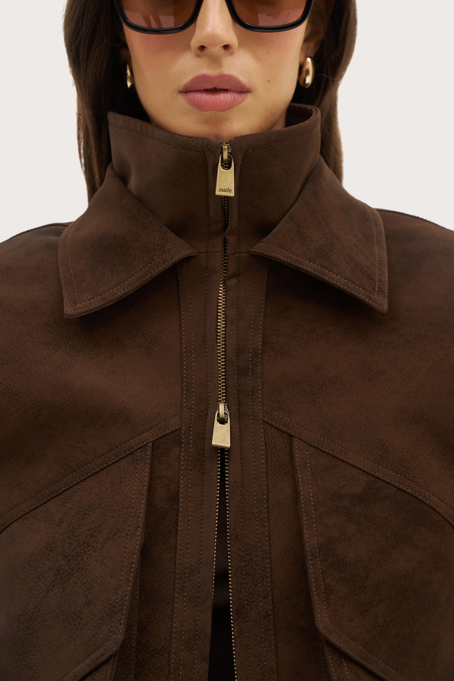 Sable Double Collar Jacket - Distressed Brown