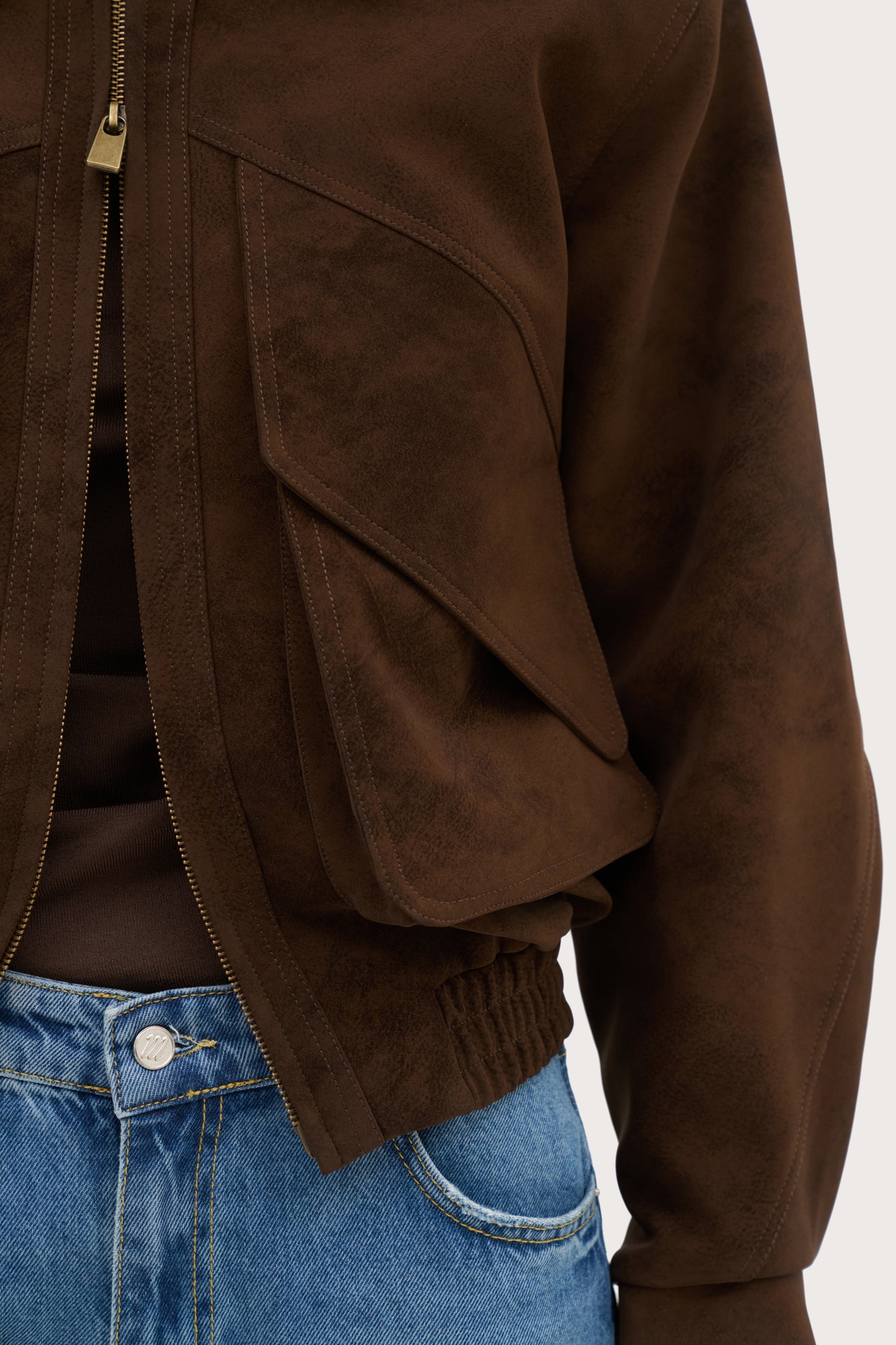 Sable Double Collar Jacket - Distressed Brown