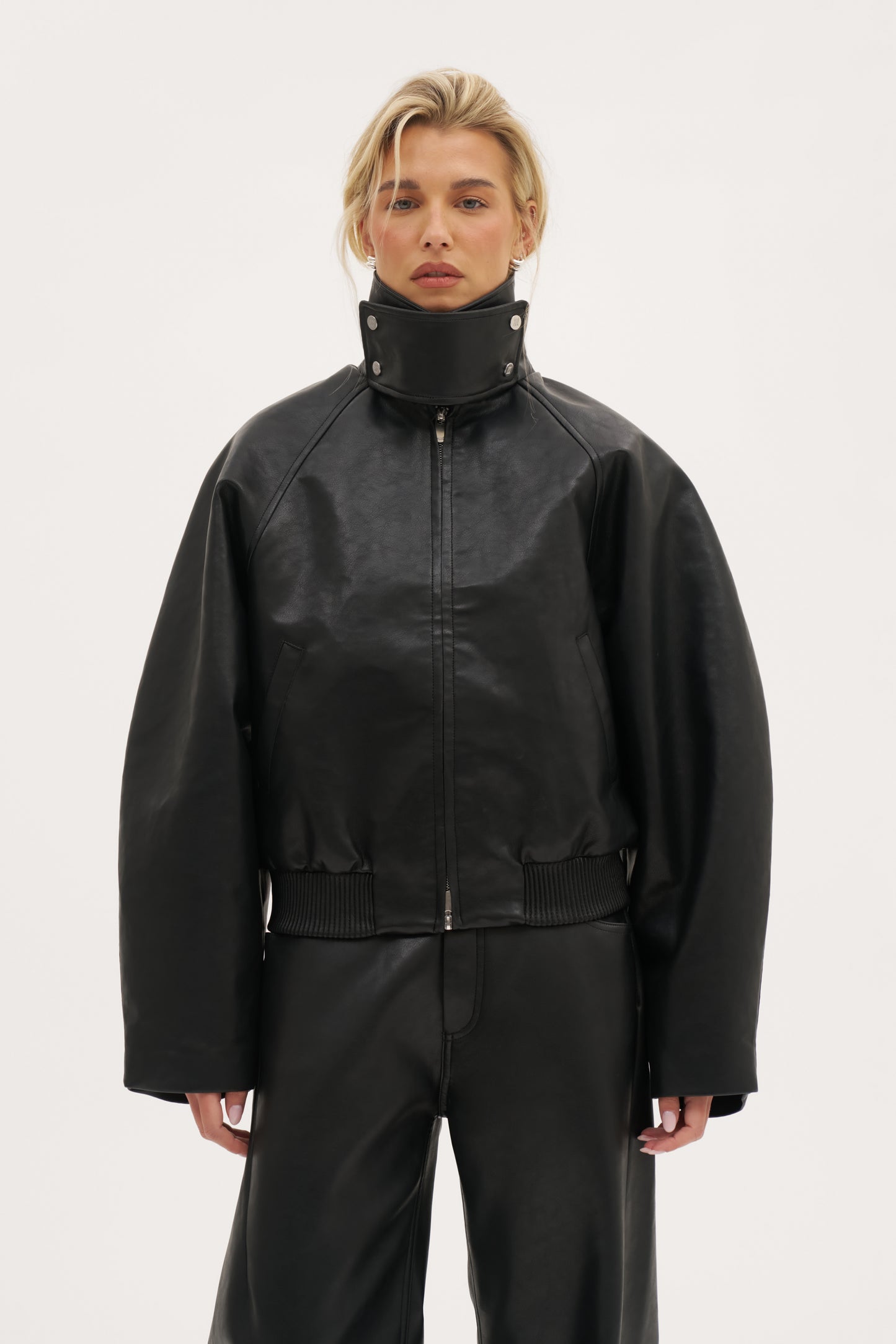 Cocoon Funnel Neck Jacket - Black