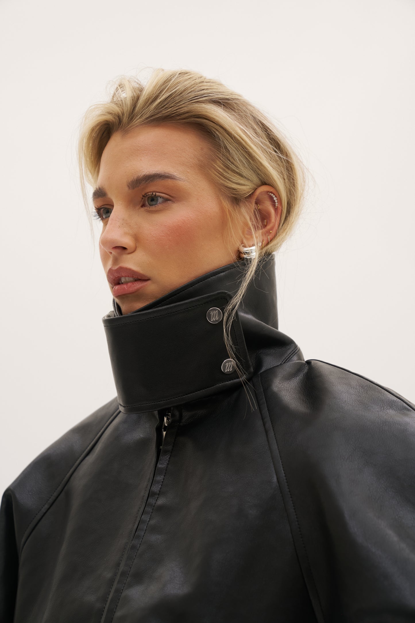 Cocoon Funnel Neck Jacket - Black