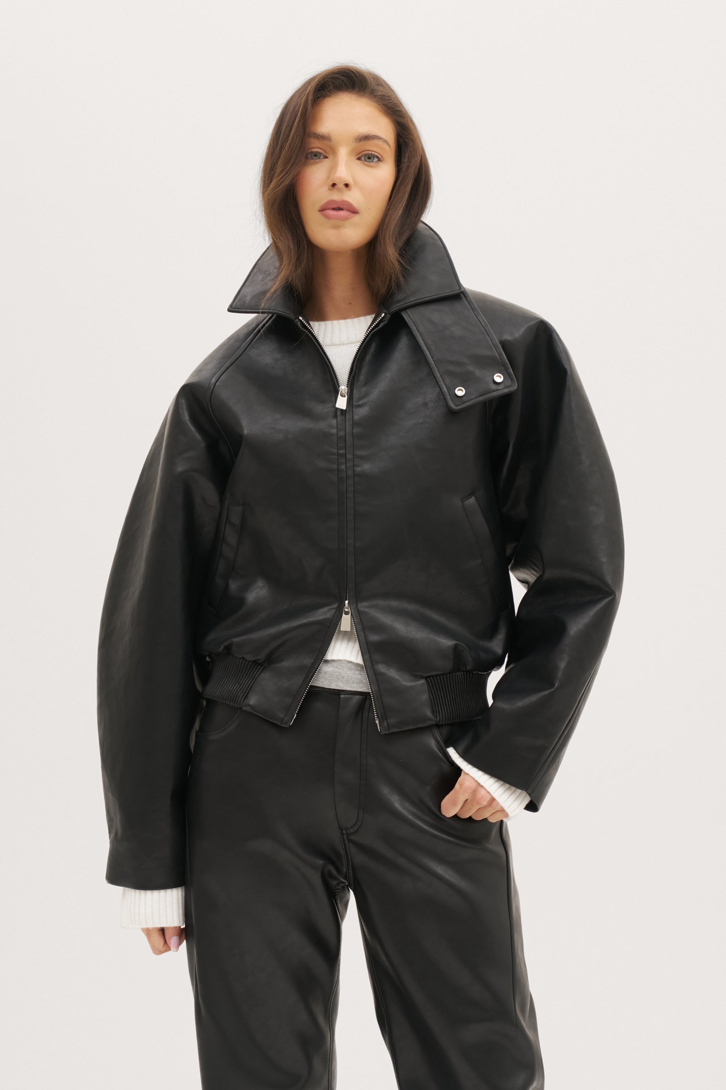 Cocoon Funnel Neck Jacket - Black